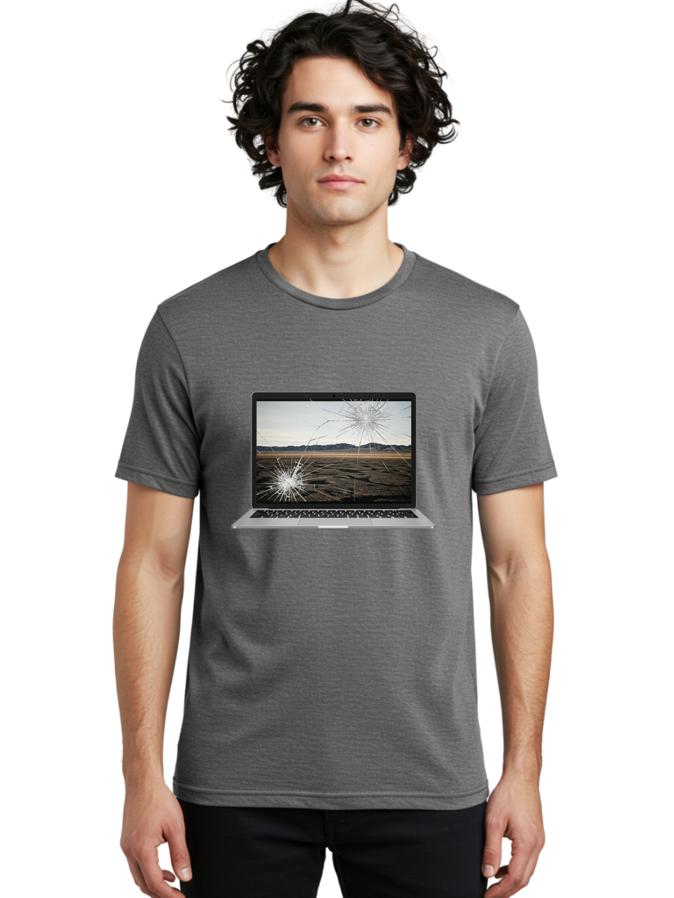 Cracked-Laptop-Screen Men'S Graphic Tee, 100% Cotton, Comfortable Casual Summer Wear, Machine Washable, Vintage Camera, Old Camera, Antique Camera, Black Camera, Classic Photography, Photography Equipment, Nostalgic Device, Film Camera, Bam122