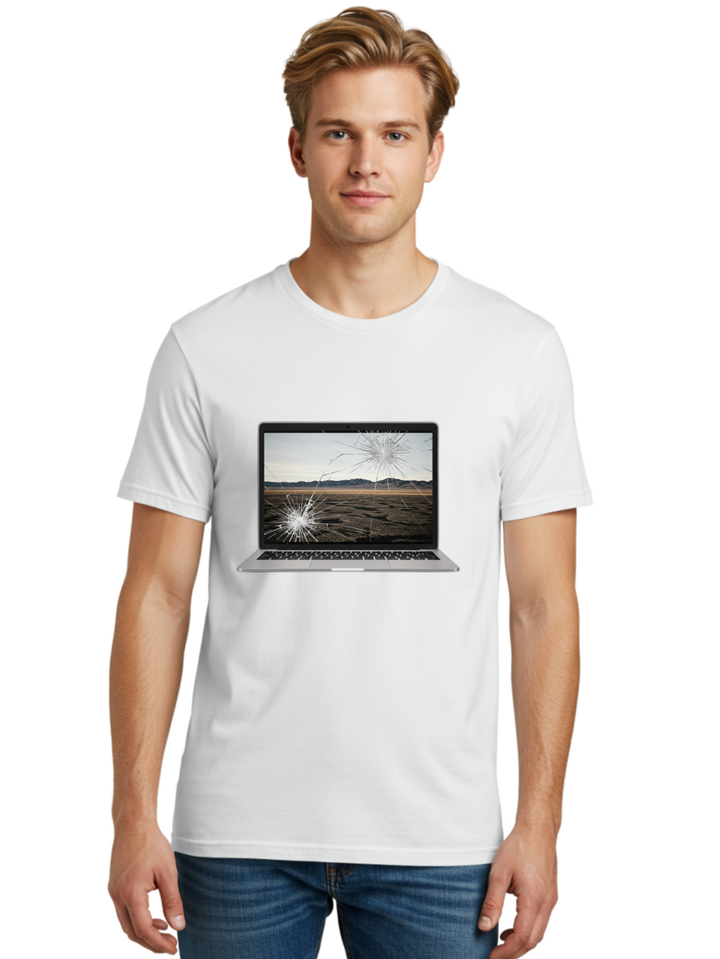 Cracked-Laptop-Screen Men'S Graphic Tee, 100% Cotton, Comfortable Casual Summer Wear, Machine Washable, Vintage Camera, Old Camera, Antique Camera, Black Camera, Classic Photography, Photography Equipment, Nostalgic Device, Film Camera, Bam122