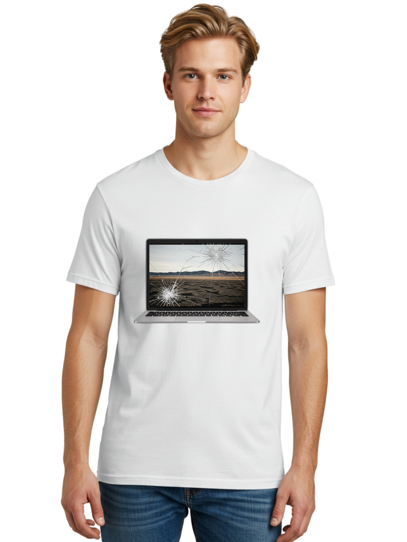 Cracked-Laptop-Screen Men'S Graphic Tee, 100% Cotton, Comfortable Casual Summer Wear, Machine Washable, Vintage Camera, Old Camera, Antique Camera, Black Camera, Classic Photography, Photography Equipment, Nostalgic Device, Film Camera, Bam122