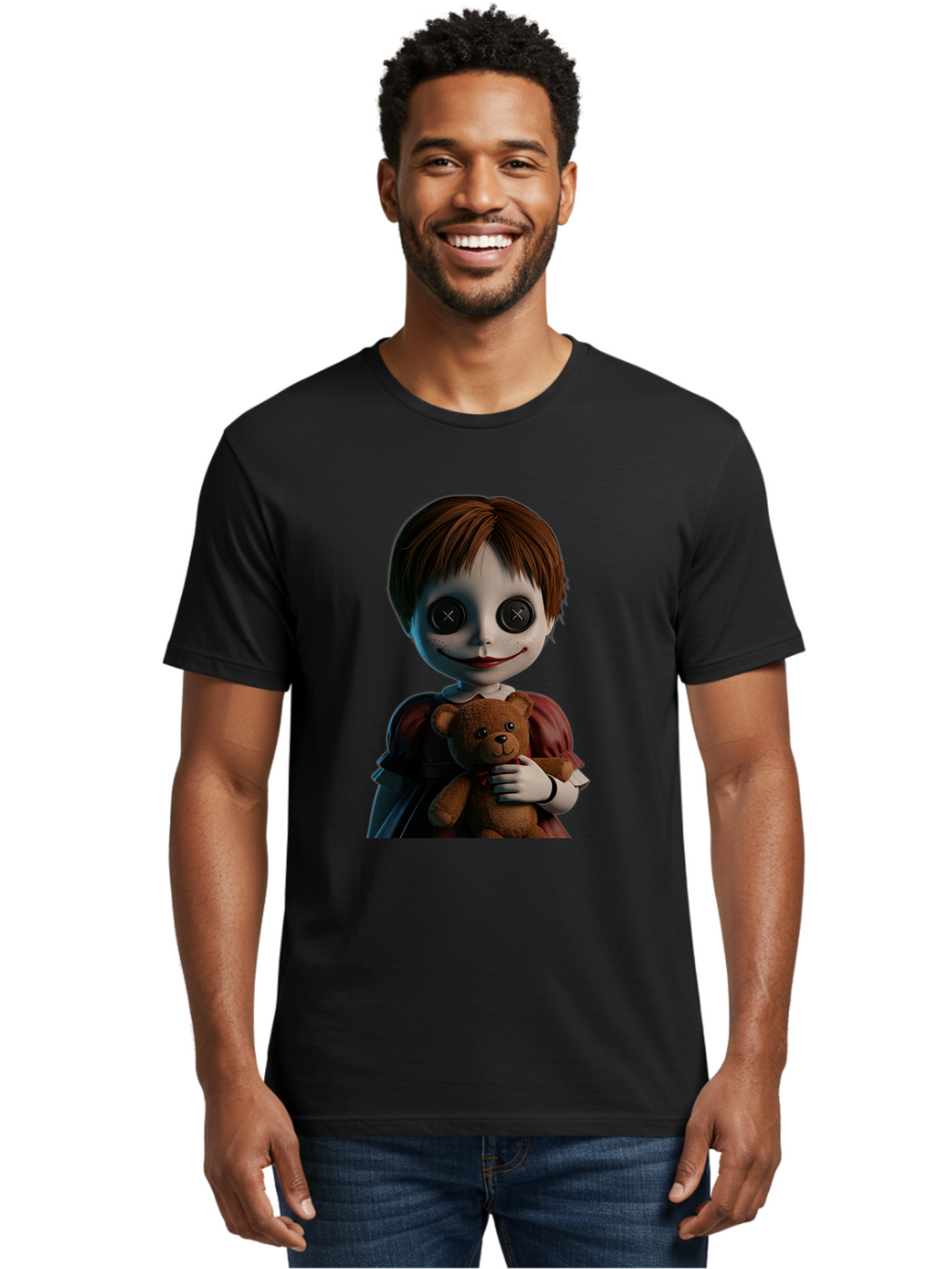 Creepy-Doll-1 Men'S Graphic Tee, 100% Cotton, Comfortable Casual Summer Wear, Machine Washable, Vintage Camera, Old Camera, Antique Camera, Black Camera, Classic Photography, Photography Equipment, Nostalgic Device, Film Camera, Camera Art Bam130