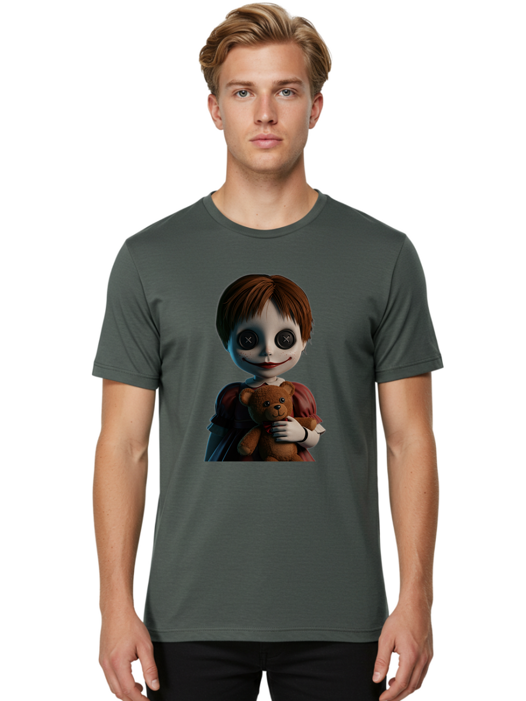 Creepy-Doll-1 Men'S Graphic Tee, 100% Cotton, Comfortable Casual Summer Wear, Machine Washable, Vintage Camera, Old Camera, Antique Camera, Black Camera, Classic Photography, Photography Equipment, Nostalgic Device, Film Camera, Camera Art Bam130