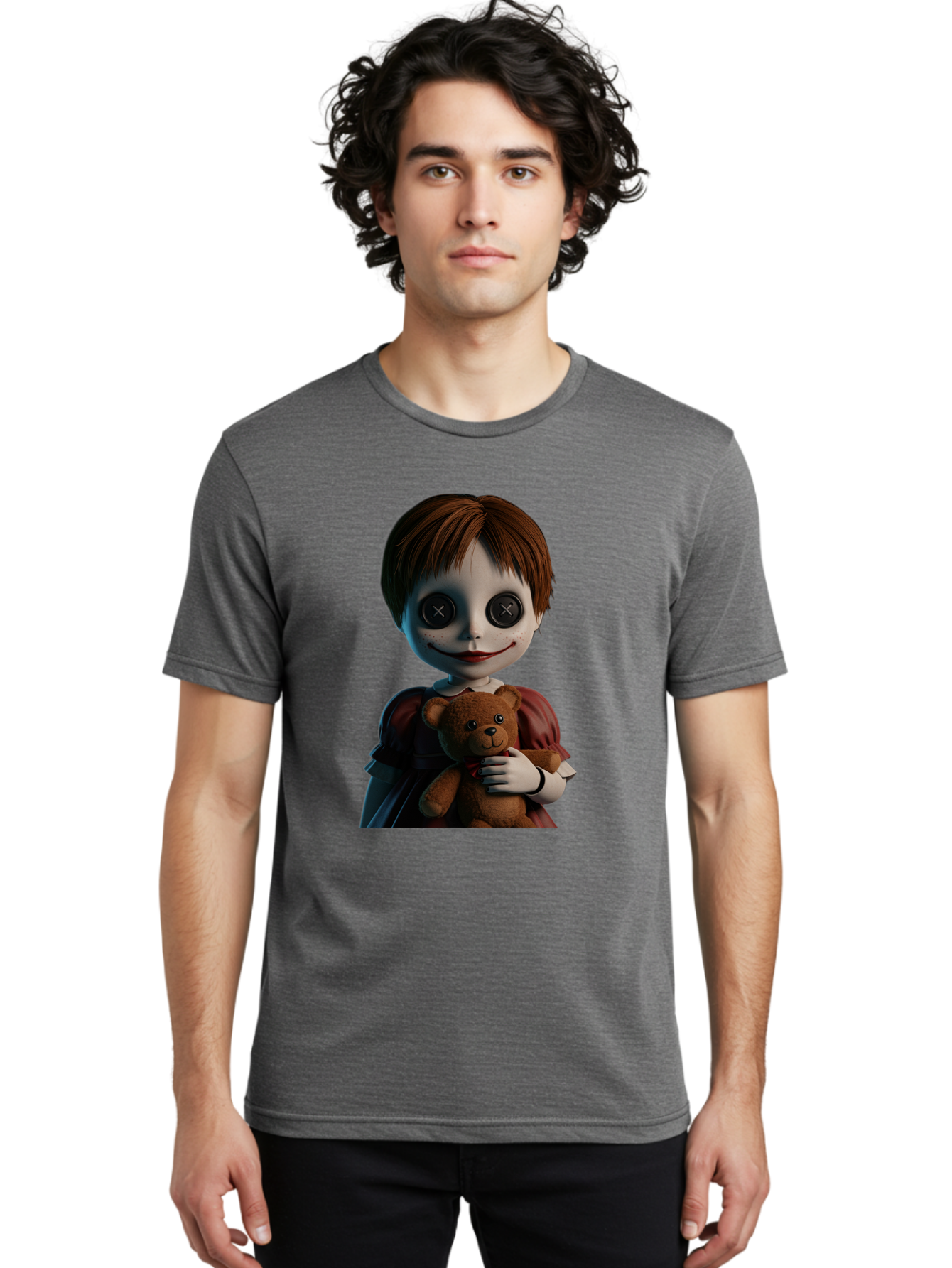 Creepy-Doll-1 Men'S Graphic Tee, 100% Cotton, Comfortable Casual Summer Wear, Machine Washable, Vintage Camera, Old Camera, Antique Camera, Black Camera, Classic Photography, Photography Equipment, Nostalgic Device, Film Camera, Camera Art Bam130