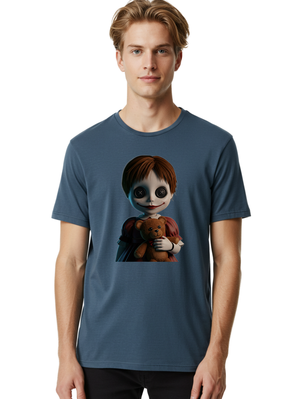 Creepy-Doll-1 Men'S Graphic Tee, 100% Cotton, Comfortable Casual Summer Wear, Machine Washable, Vintage Camera, Old Camera, Antique Camera, Black Camera, Classic Photography, Photography Equipment, Nostalgic Device, Film Camera, Camera Art Bam130