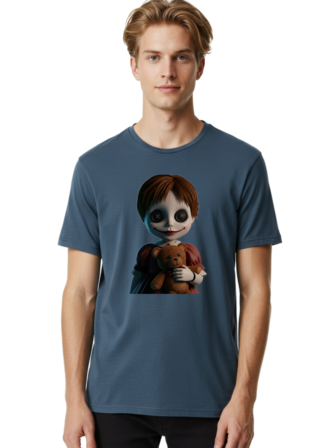 Creepy-Doll-1 Men'S Graphic Tee, 100% Cotton, Comfortable Casual Summer Wear, Machine Washable, Vintage Camera, Old Camera, Antique Camera, Black Camera, Classic Photography, Photography Equipment, Nostalgic Device, Film Camera, Camera Art Bam130