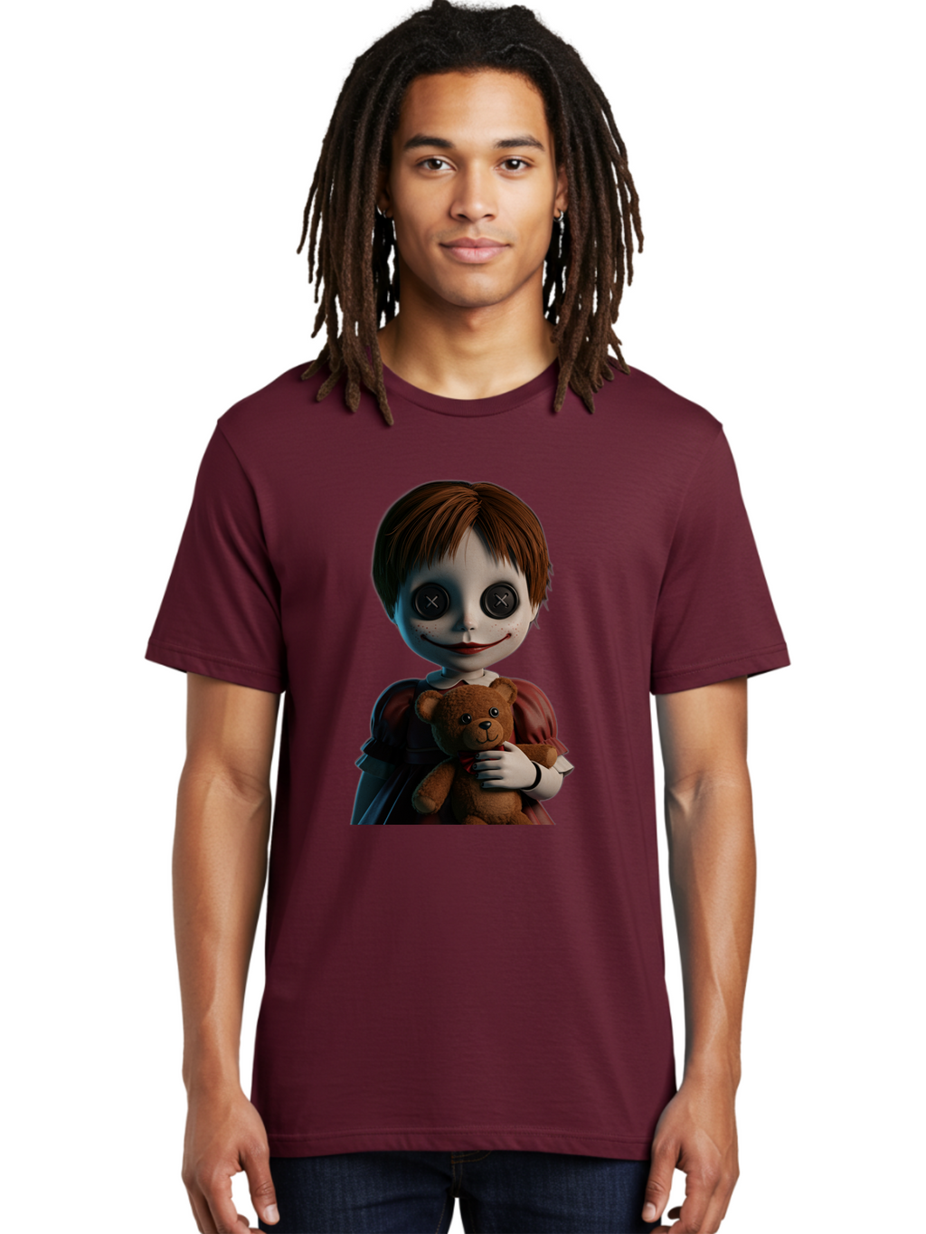 Creepy-Doll-1 Men'S Graphic Tee, 100% Cotton, Comfortable Casual Summer Wear, Machine Washable, Vintage Camera, Old Camera, Antique Camera, Black Camera, Classic Photography, Photography Equipment, Nostalgic Device, Film Camera, Camera Art Bam130