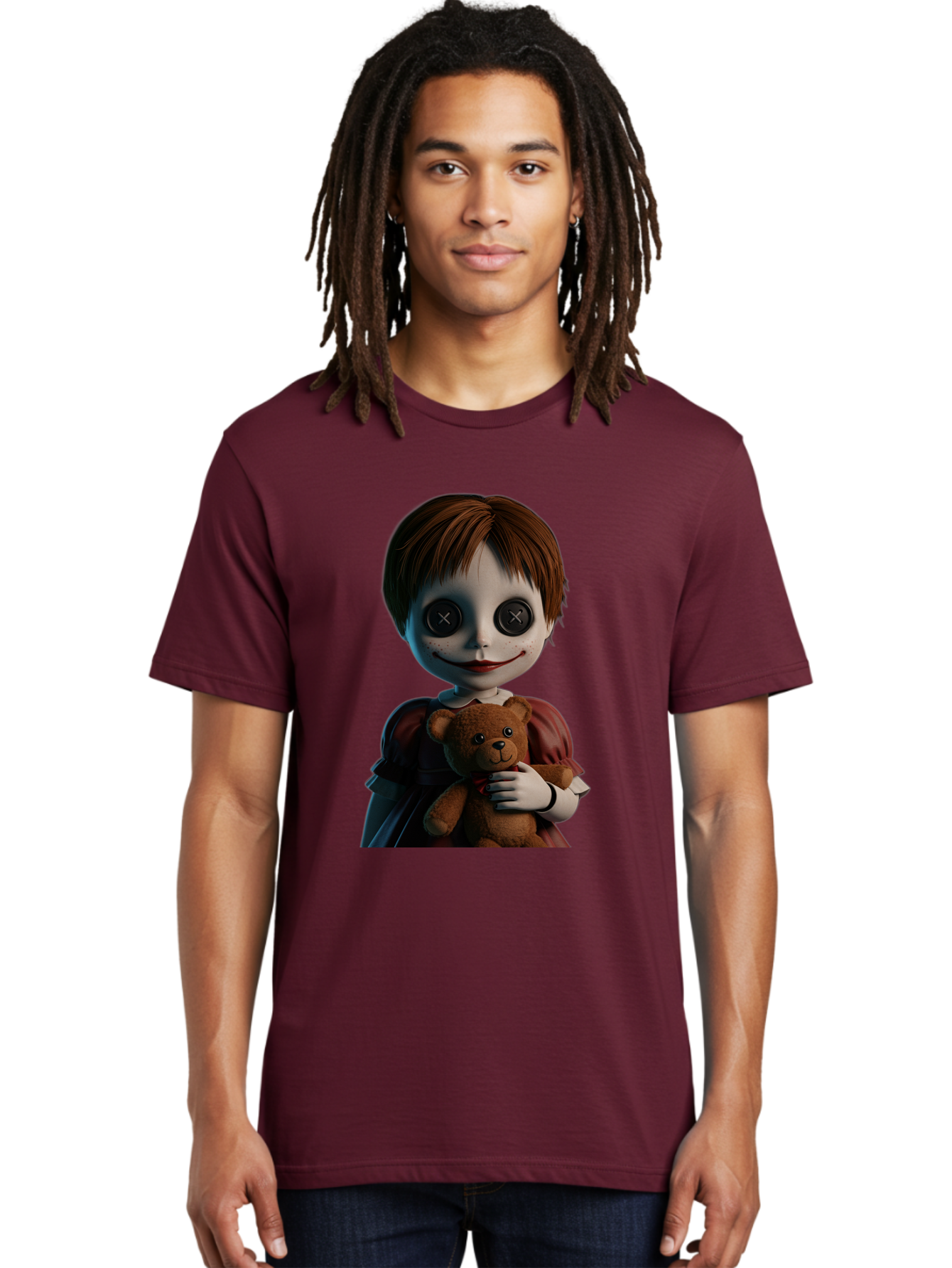 Creepy-Doll-1 Men'S Graphic Tee, 100% Cotton, Comfortable Casual Summer Wear, Machine Washable, Vintage Camera, Old Camera, Antique Camera, Black Camera, Classic Photography, Photography Equipment, Nostalgic Device, Film Camera, Camera Art Bam130
