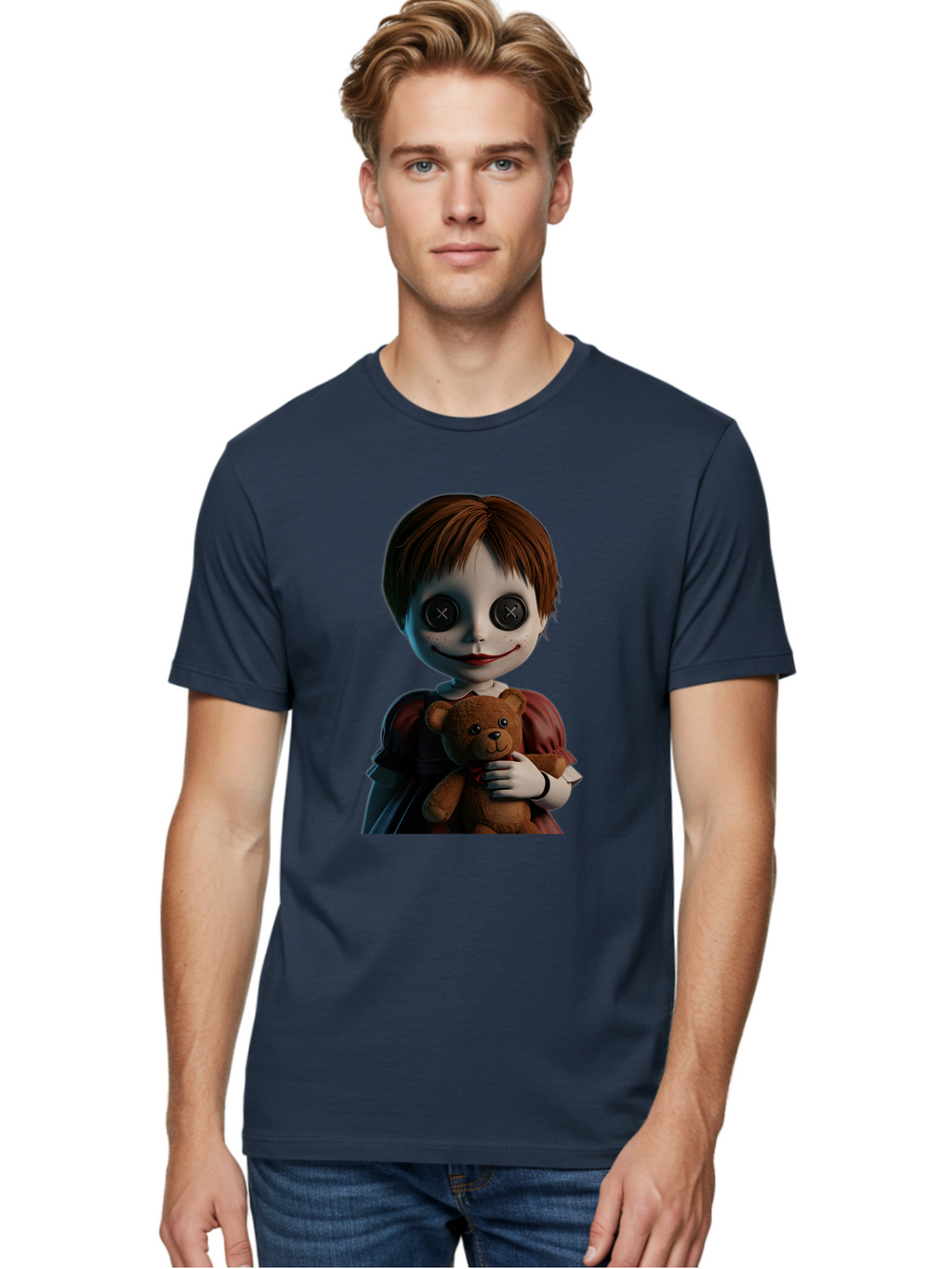 Creepy-Doll-1 Men'S Graphic Tee, 100% Cotton, Comfortable Casual Summer Wear, Machine Washable, Vintage Camera, Old Camera, Antique Camera, Black Camera, Classic Photography, Photography Equipment, Nostalgic Device, Film Camera, Camera Art Bam130