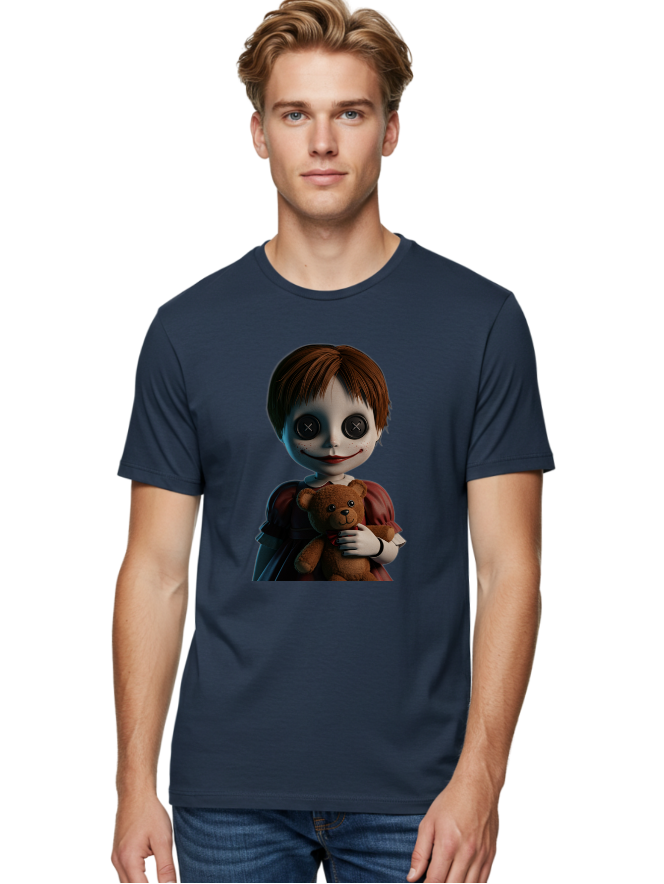 Creepy-Doll-1 Men'S Graphic Tee, 100% Cotton, Comfortable Casual Summer Wear, Machine Washable, Vintage Camera, Old Camera, Antique Camera, Black Camera, Classic Photography, Photography Equipment, Nostalgic Device, Film Camera, Camera Art Bam130