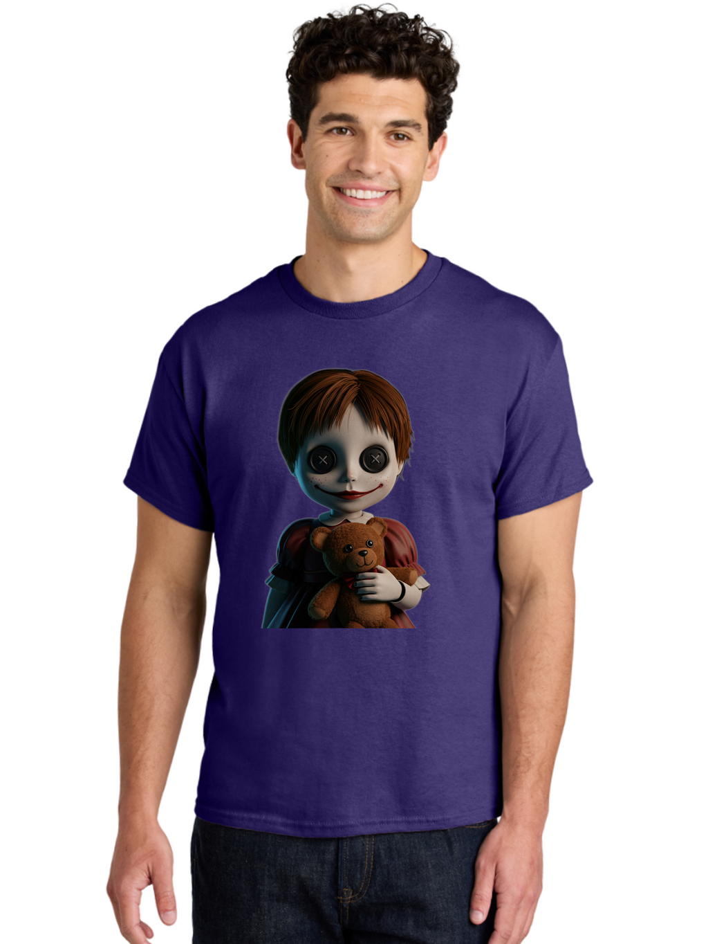 Creepy-Doll-1 Men'S Graphic Tee, 100% Cotton, Comfortable Casual Summer Wear, Machine Washable, Vintage Camera, Old Camera, Antique Camera, Black Camera, Classic Photography, Photography Equipment, Nostalgic Device, Film Camera, Camera Art Bam130