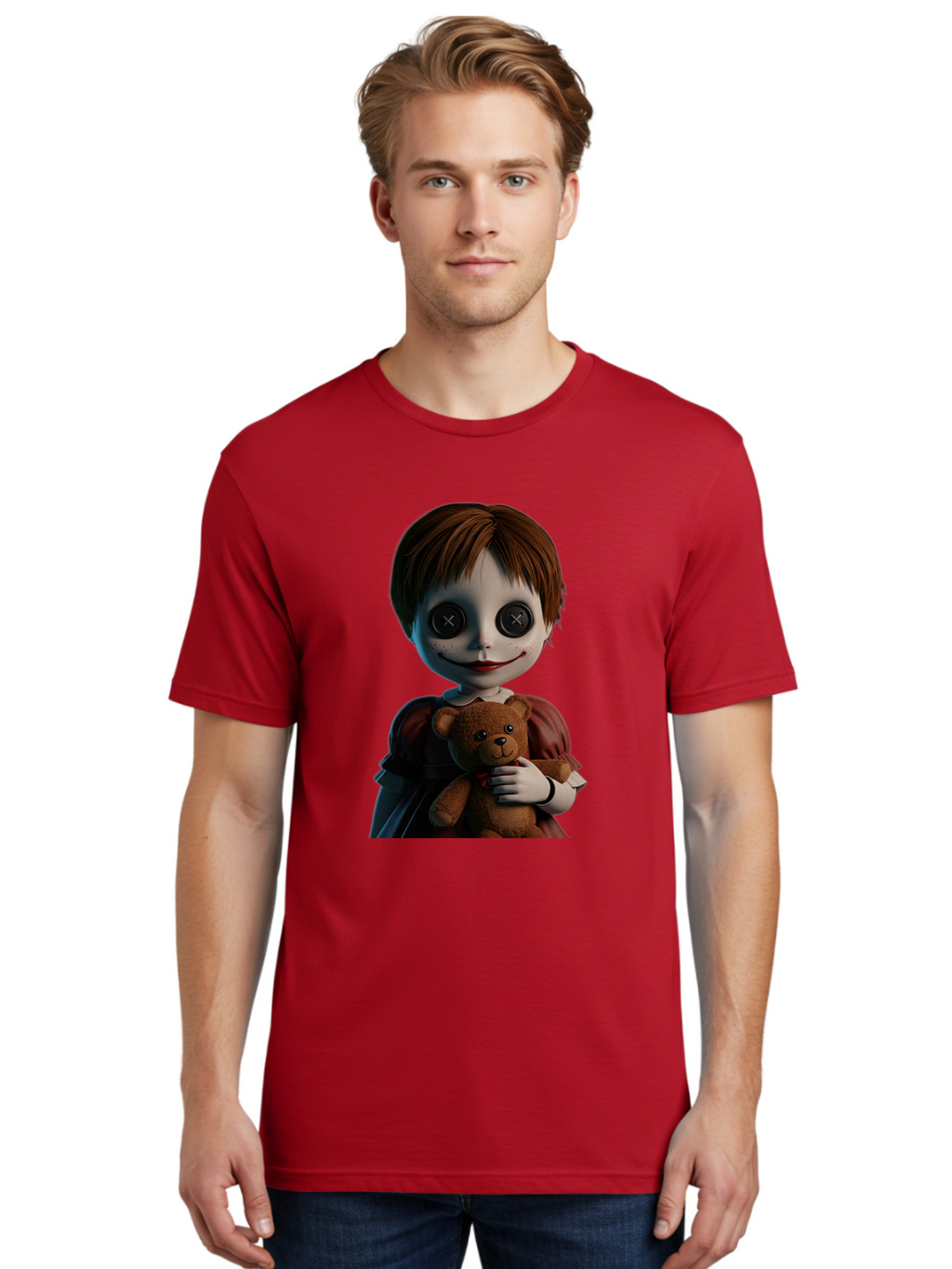 Creepy-Doll-1 Men'S Graphic Tee, 100% Cotton, Comfortable Casual Summer Wear, Machine Washable, Vintage Camera, Old Camera, Antique Camera, Black Camera, Classic Photography, Photography Equipment, Nostalgic Device, Film Camera, Camera Art Bam130