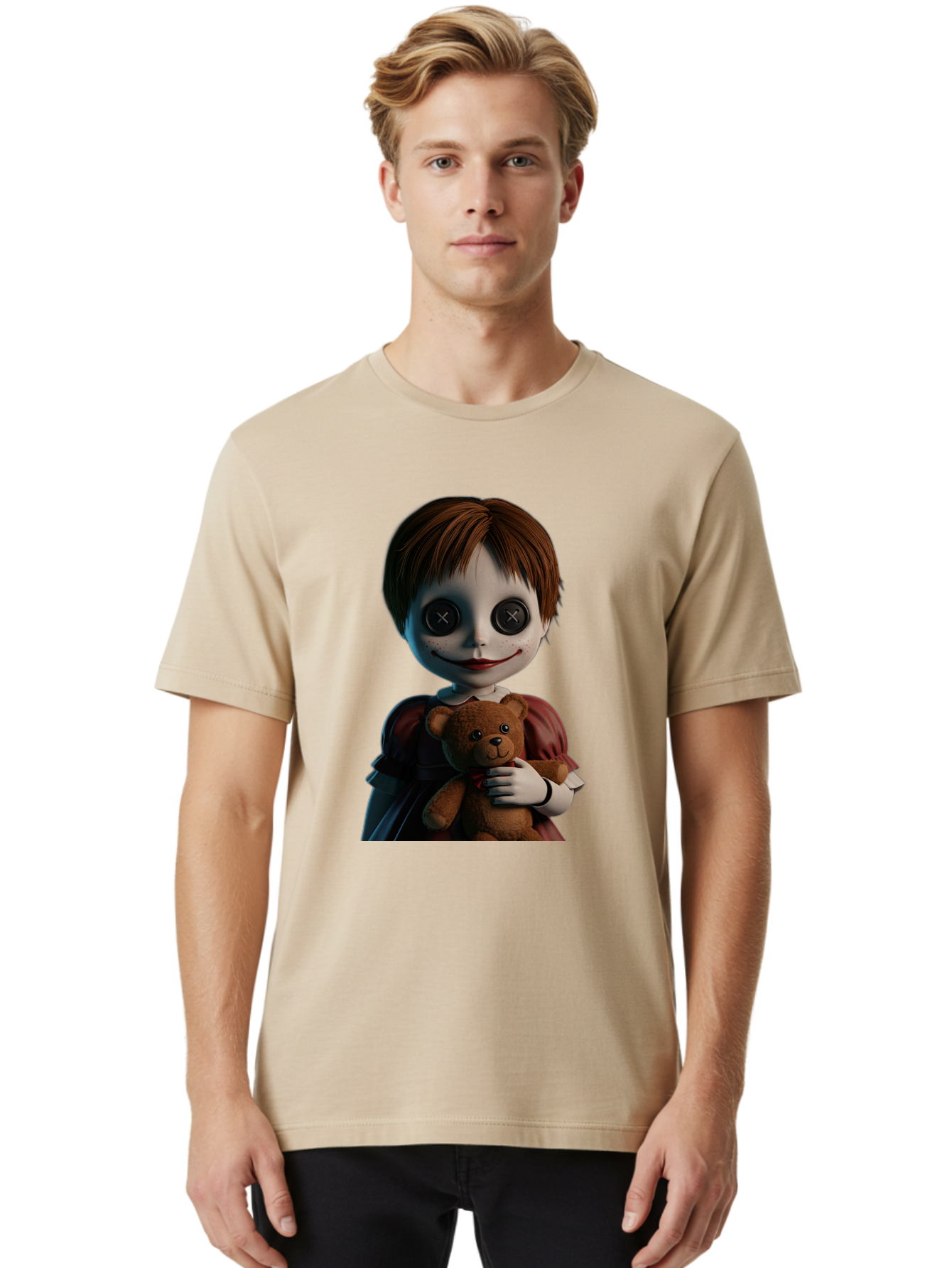 Creepy-Doll-1 Men'S Graphic Tee, 100% Cotton, Comfortable Casual Summer Wear, Machine Washable, Vintage Camera, Old Camera, Antique Camera, Black Camera, Classic Photography, Photography Equipment, Nostalgic Device, Film Camera, Camera Art Bam130