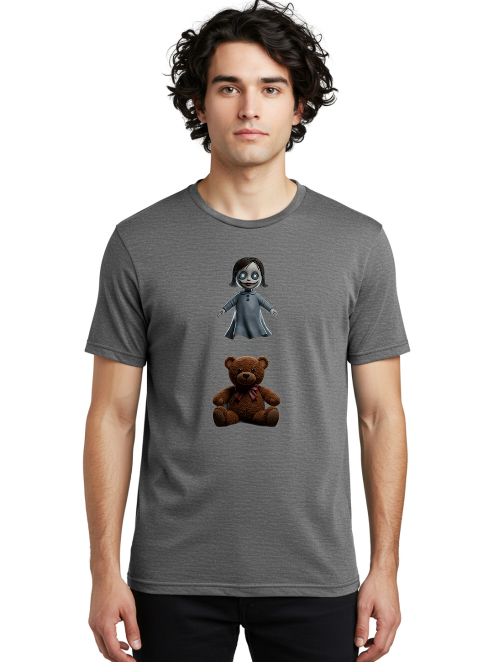Creepy-Girl-And-Teddy-Bear Men'S Graphic Tee, 100% Cotton, Comfortable Casual Summer Wear, Machine Washable, Vintage Camera, Old Camera, Antique Camera, Black Camera, Classic Photography, Photography Equipment, Nostalgic Device, Film Camera, Bam132