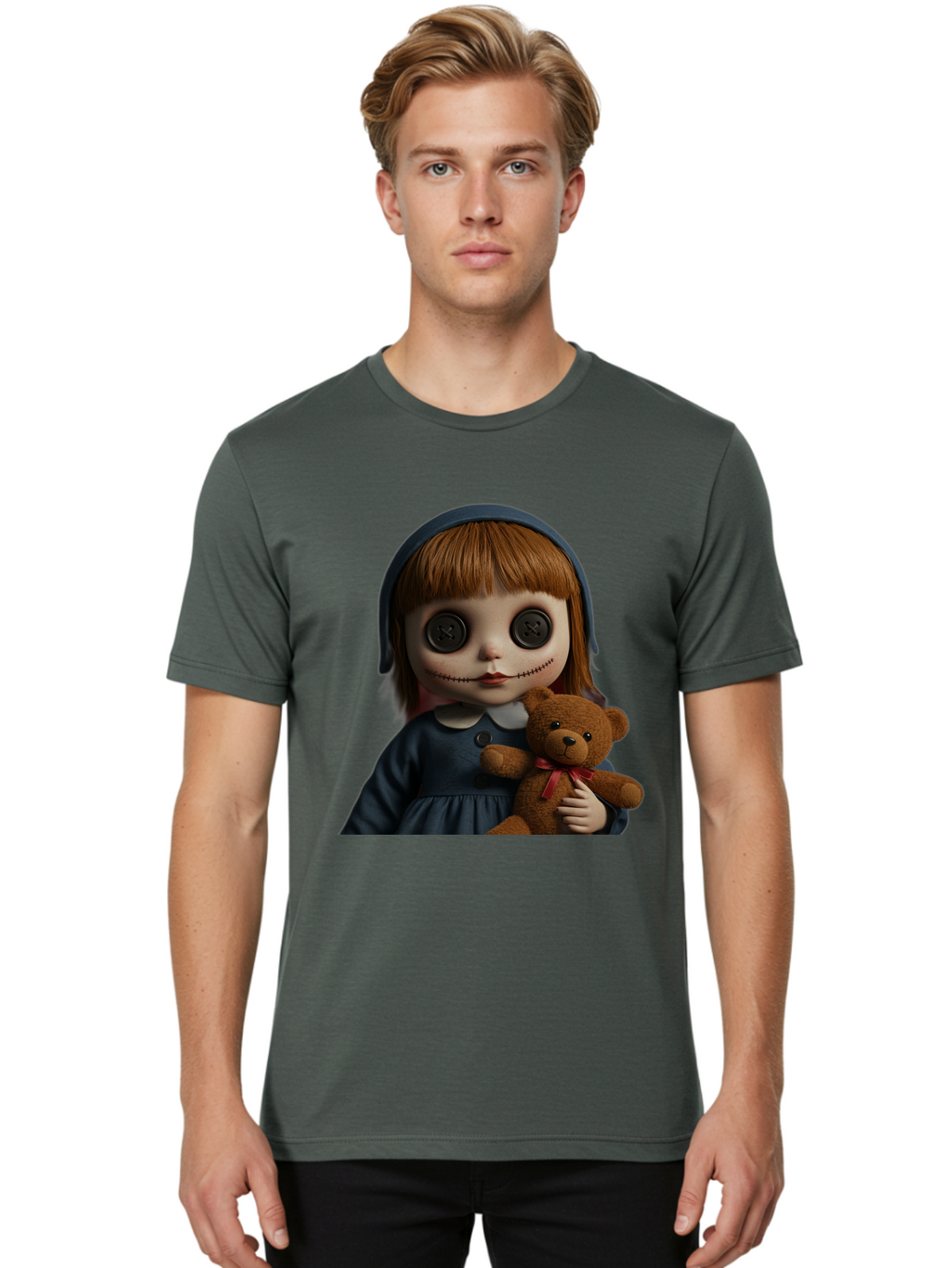 Creepy-Girl-Doll Men'S Graphic Tee, 100% Cotton, Comfortable Casual Summer Wear, Machine Washable, Vintage Camera, Old Camera, Antique Camera, Black Camera, Classic Photography, Photography Equipment, Nostalgic Device, Film Camera, Camera Art Bam133