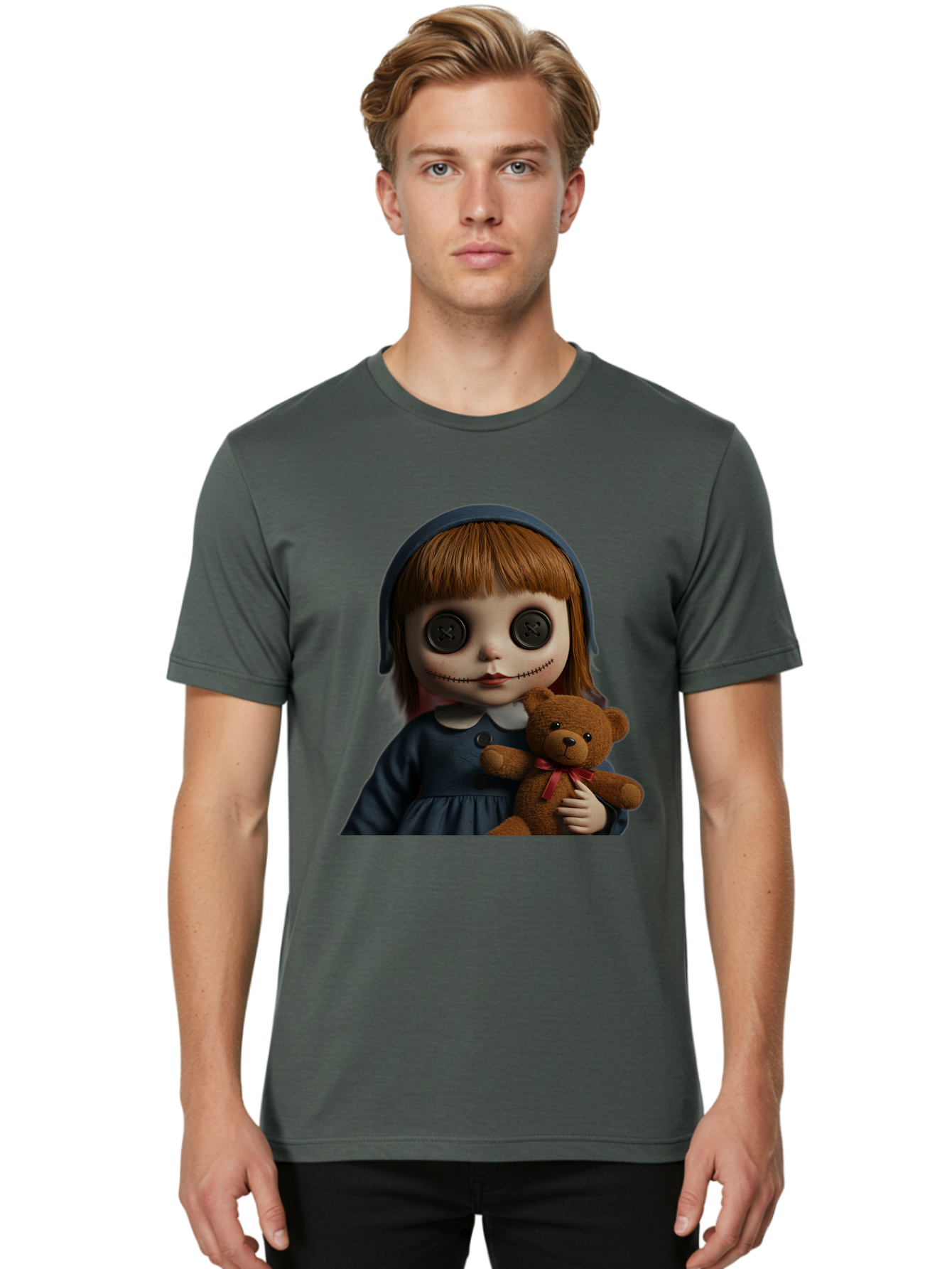 Creepy-Girl-Doll Men'S Graphic Tee, 100% Cotton, Comfortable Casual Summer Wear, Machine Washable, Vintage Camera, Old Camera, Antique Camera, Black Camera, Classic Photography, Photography Equipment, Nostalgic Device, Film Camera, Camera Art Bam133