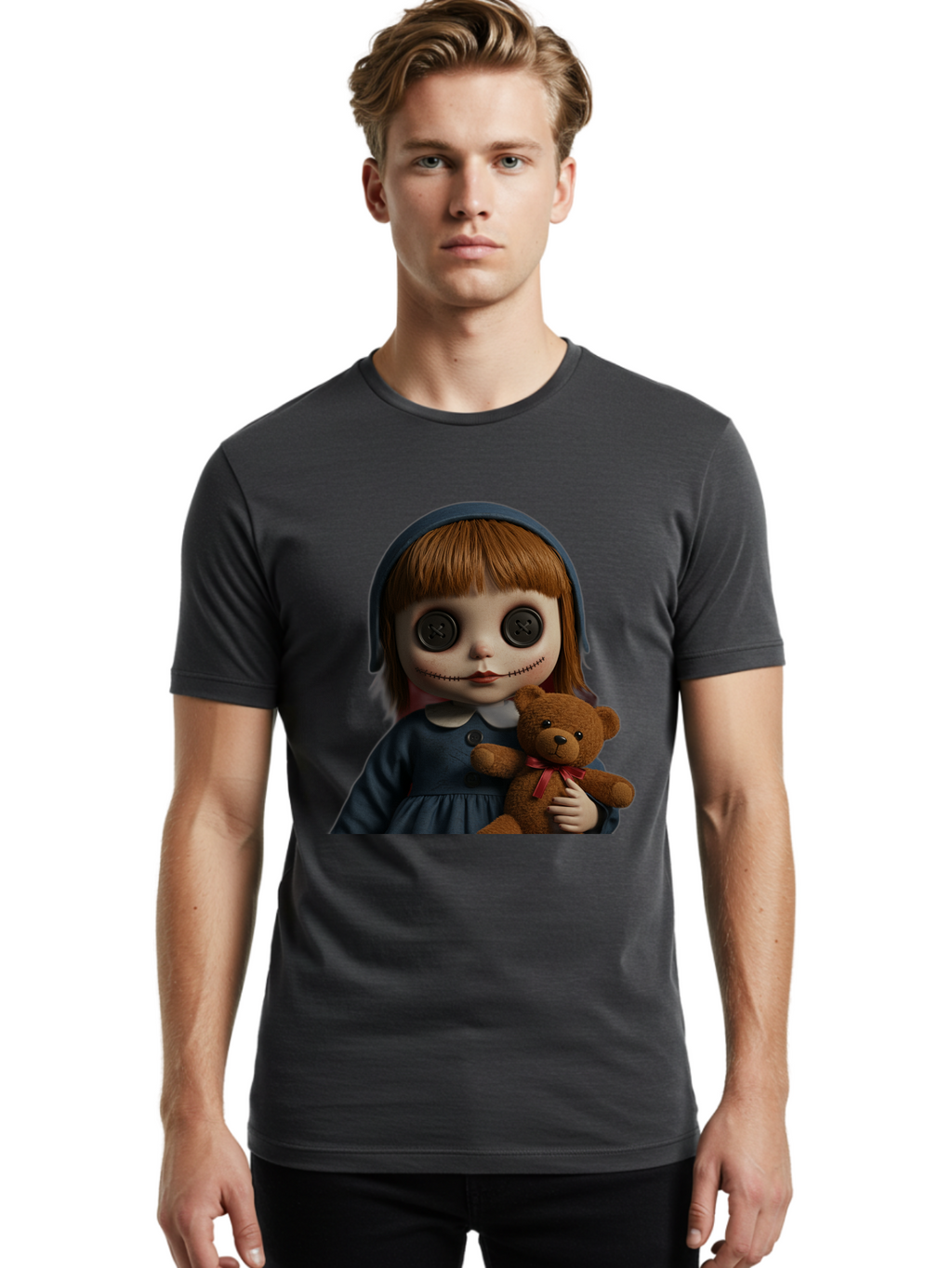 Creepy-Girl-Doll Men'S Graphic Tee, 100% Cotton, Comfortable Casual Summer Wear, Machine Washable, Vintage Camera, Old Camera, Antique Camera, Black Camera, Classic Photography, Photography Equipment, Nostalgic Device, Film Camera, Camera Art Bam133