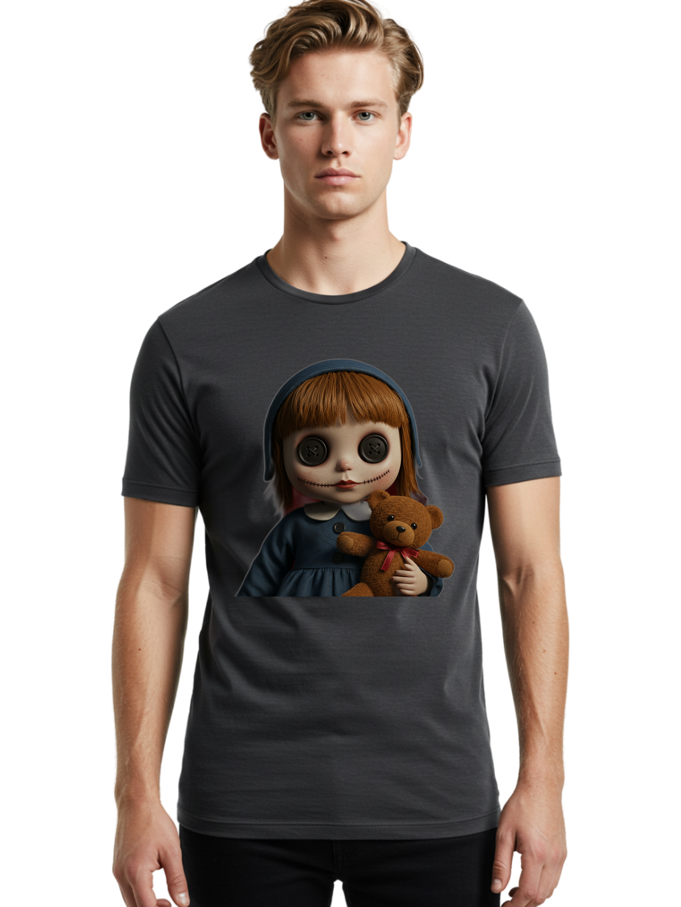 Creepy-Girl-Doll Men'S Graphic Tee, 100% Cotton, Comfortable Casual Summer Wear, Machine Washable, Vintage Camera, Old Camera, Antique Camera, Black Camera, Classic Photography, Photography Equipment, Nostalgic Device, Film Camera, Camera Art Bam133