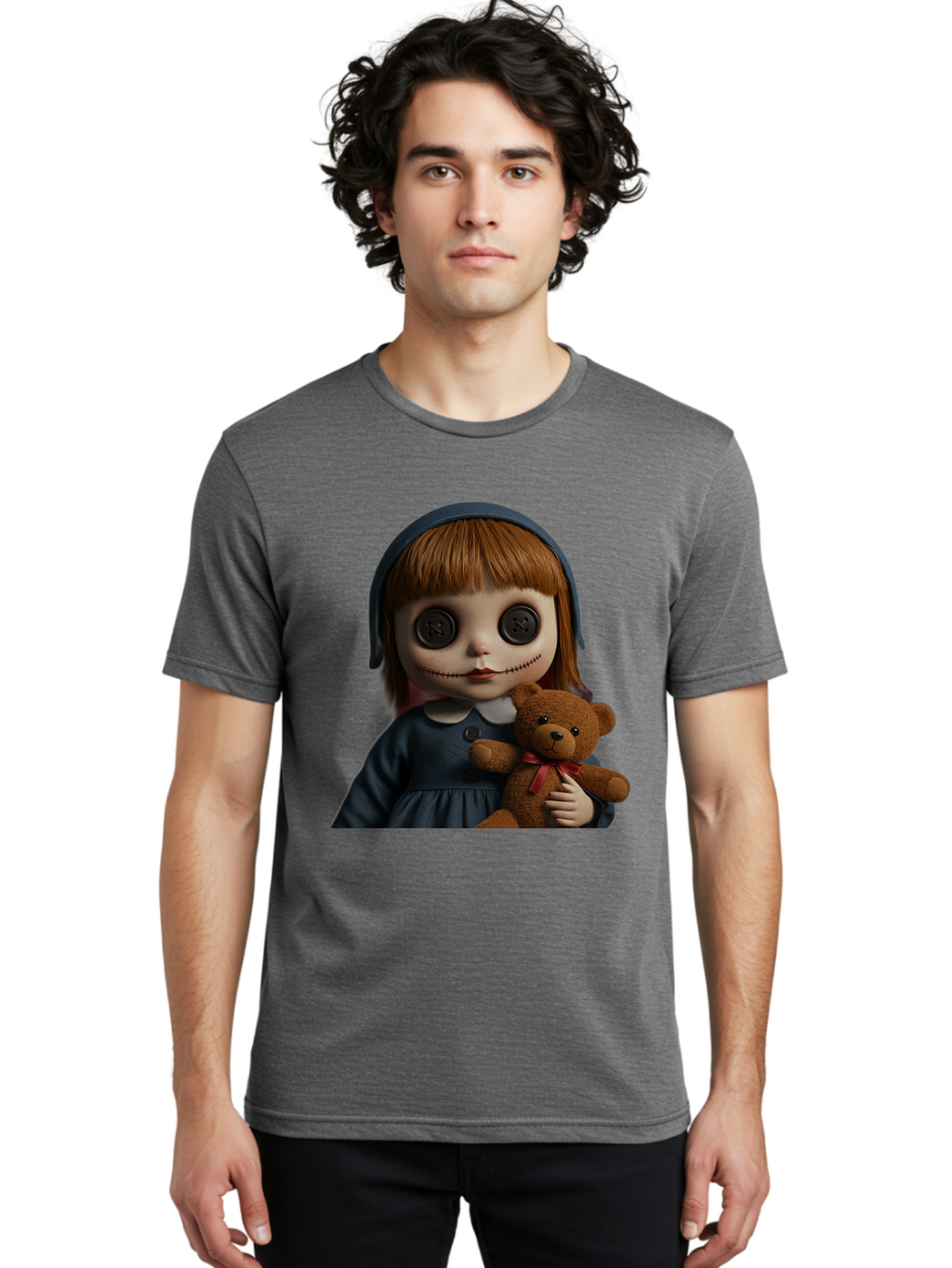 Creepy-Girl-Doll Men'S Graphic Tee, 100% Cotton, Comfortable Casual Summer Wear, Machine Washable, Vintage Camera, Old Camera, Antique Camera, Black Camera, Classic Photography, Photography Equipment, Nostalgic Device, Film Camera, Camera Art Bam133