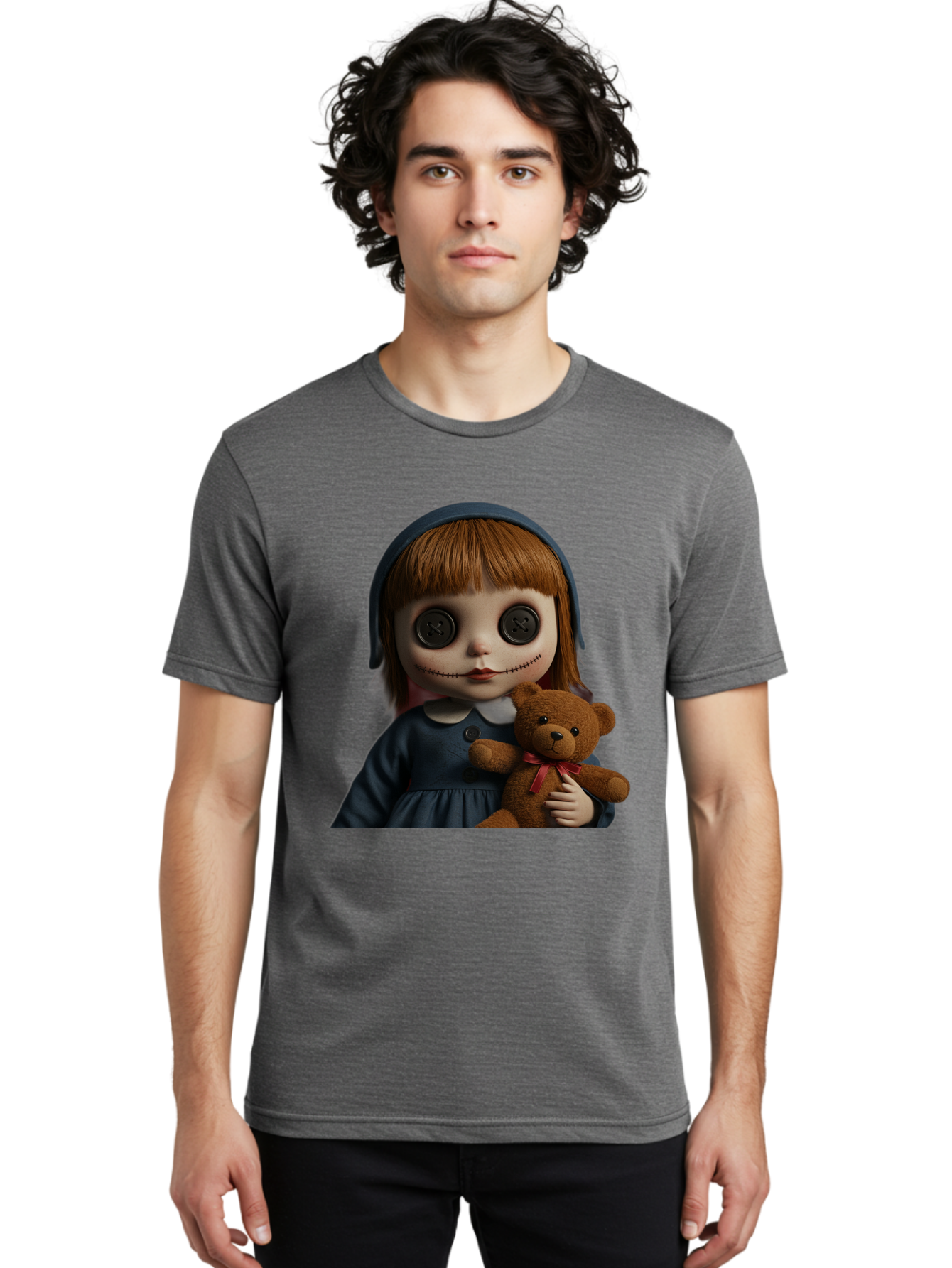 Creepy-Girl-Doll Men'S Graphic Tee, 100% Cotton, Comfortable Casual Summer Wear, Machine Washable, Vintage Camera, Old Camera, Antique Camera, Black Camera, Classic Photography, Photography Equipment, Nostalgic Device, Film Camera, Camera Art Bam133