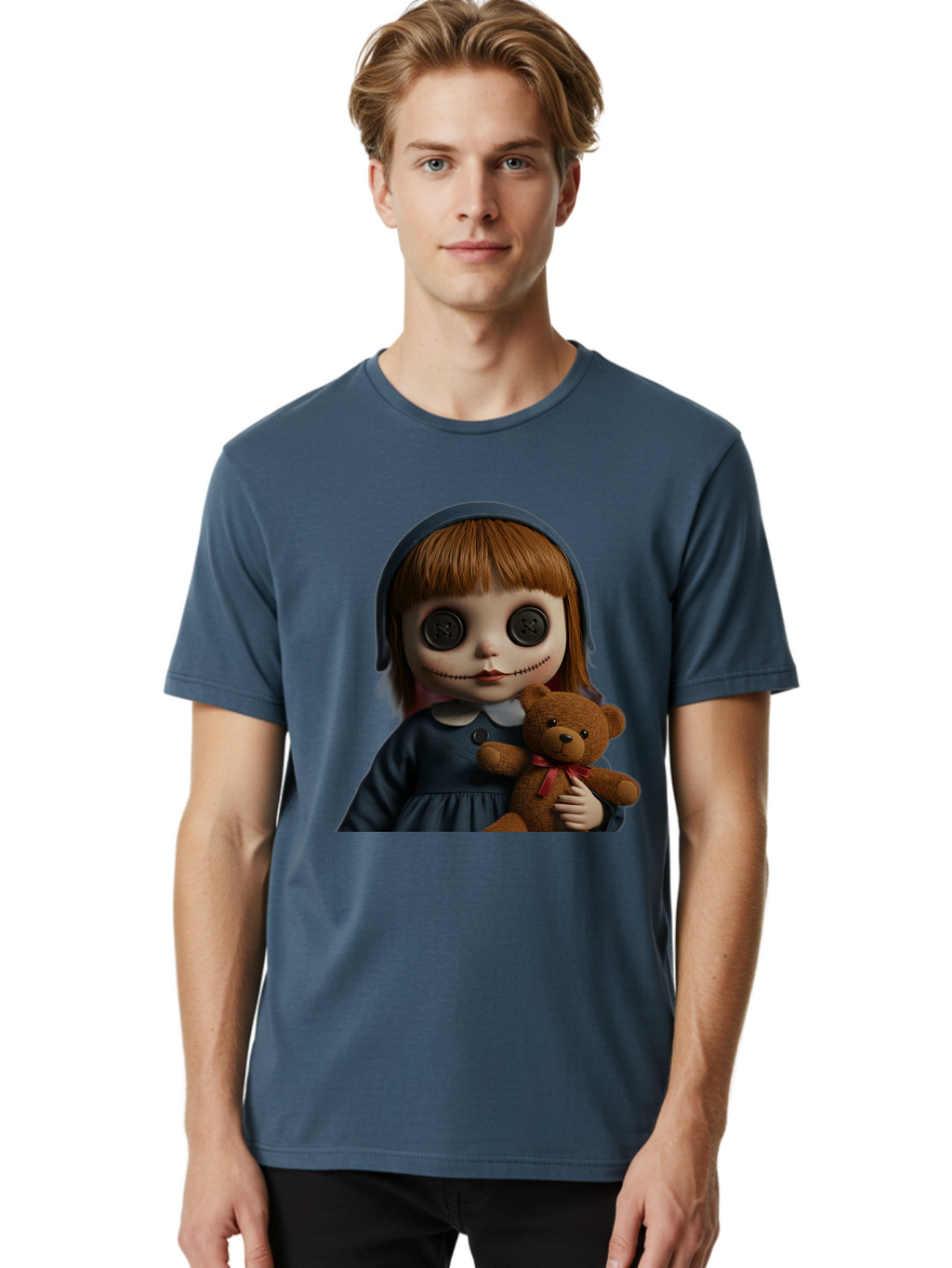 Creepy-Girl-Doll Men'S Graphic Tee, 100% Cotton, Comfortable Casual Summer Wear, Machine Washable, Vintage Camera, Old Camera, Antique Camera, Black Camera, Classic Photography, Photography Equipment, Nostalgic Device, Film Camera, Camera Art Bam133