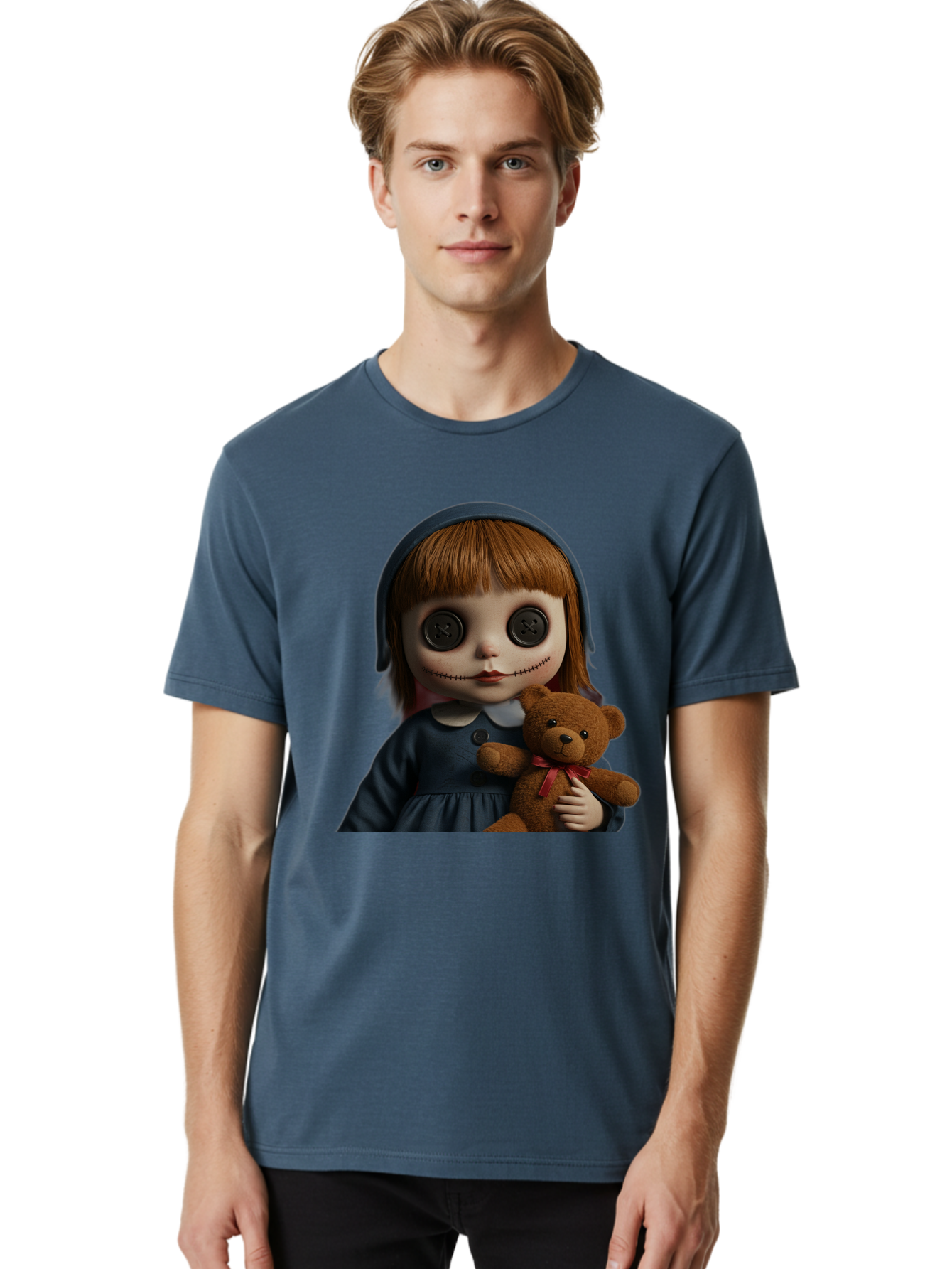 Creepy-Girl-Doll Men'S Graphic Tee, 100% Cotton, Comfortable Casual Summer Wear, Machine Washable, Vintage Camera, Old Camera, Antique Camera, Black Camera, Classic Photography, Photography Equipment, Nostalgic Device, Film Camera, Camera Art Bam133