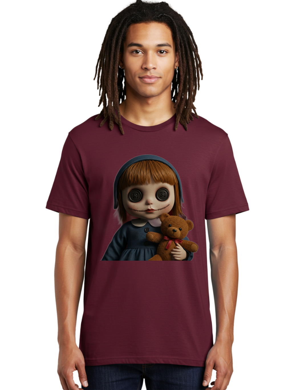 Creepy-Girl-Doll Men'S Graphic Tee, 100% Cotton, Comfortable Casual Summer Wear, Machine Washable, Vintage Camera, Old Camera, Antique Camera, Black Camera, Classic Photography, Photography Equipment, Nostalgic Device, Film Camera, Camera Art Bam133