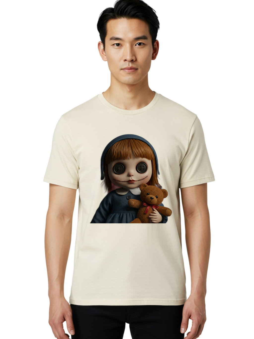 Creepy-Girl-Doll Men'S Graphic Tee, 100% Cotton, Comfortable Casual Summer Wear, Machine Washable, Vintage Camera, Old Camera, Antique Camera, Black Camera, Classic Photography, Photography Equipment, Nostalgic Device, Film Camera, Camera Art Bam133