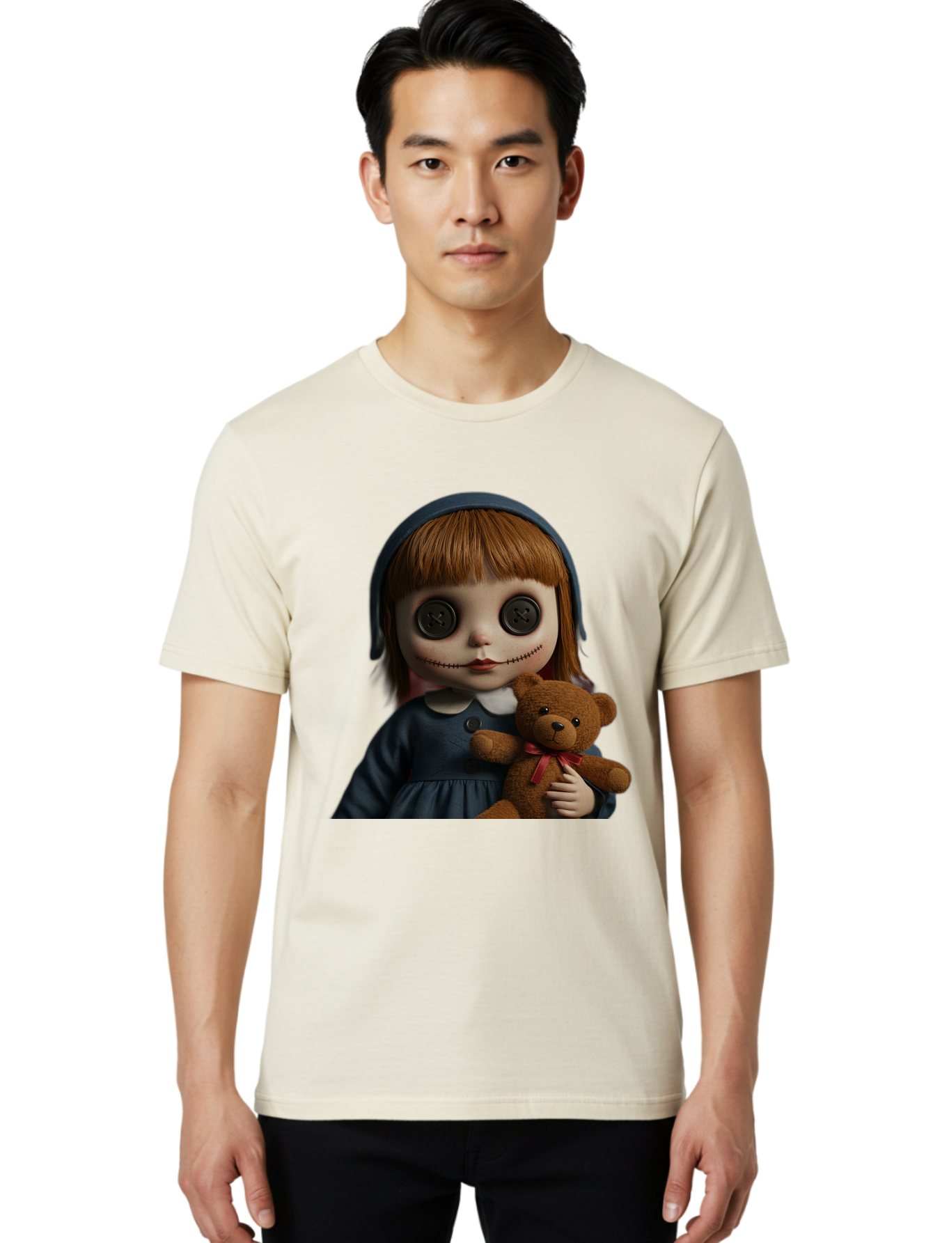Creepy-Girl-Doll Men'S Graphic Tee, 100% Cotton, Comfortable Casual Summer Wear, Machine Washable, Vintage Camera, Old Camera, Antique Camera, Black Camera, Classic Photography, Photography Equipment, Nostalgic Device, Film Camera, Camera Art Bam133