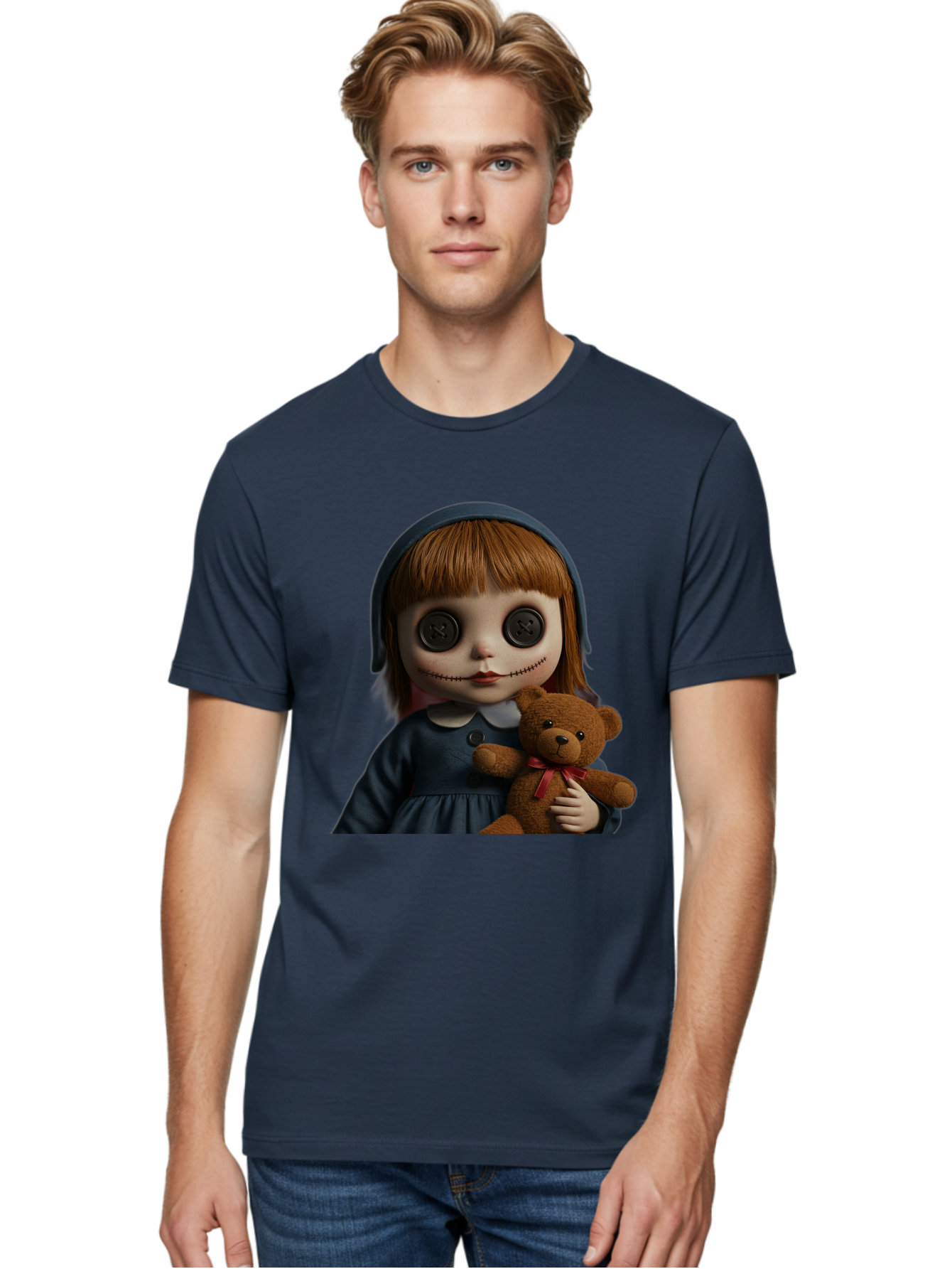 Creepy-Girl-Doll Men'S Graphic Tee, 100% Cotton, Comfortable Casual Summer Wear, Machine Washable, Vintage Camera, Old Camera, Antique Camera, Black Camera, Classic Photography, Photography Equipment, Nostalgic Device, Film Camera, Camera Art Bam133