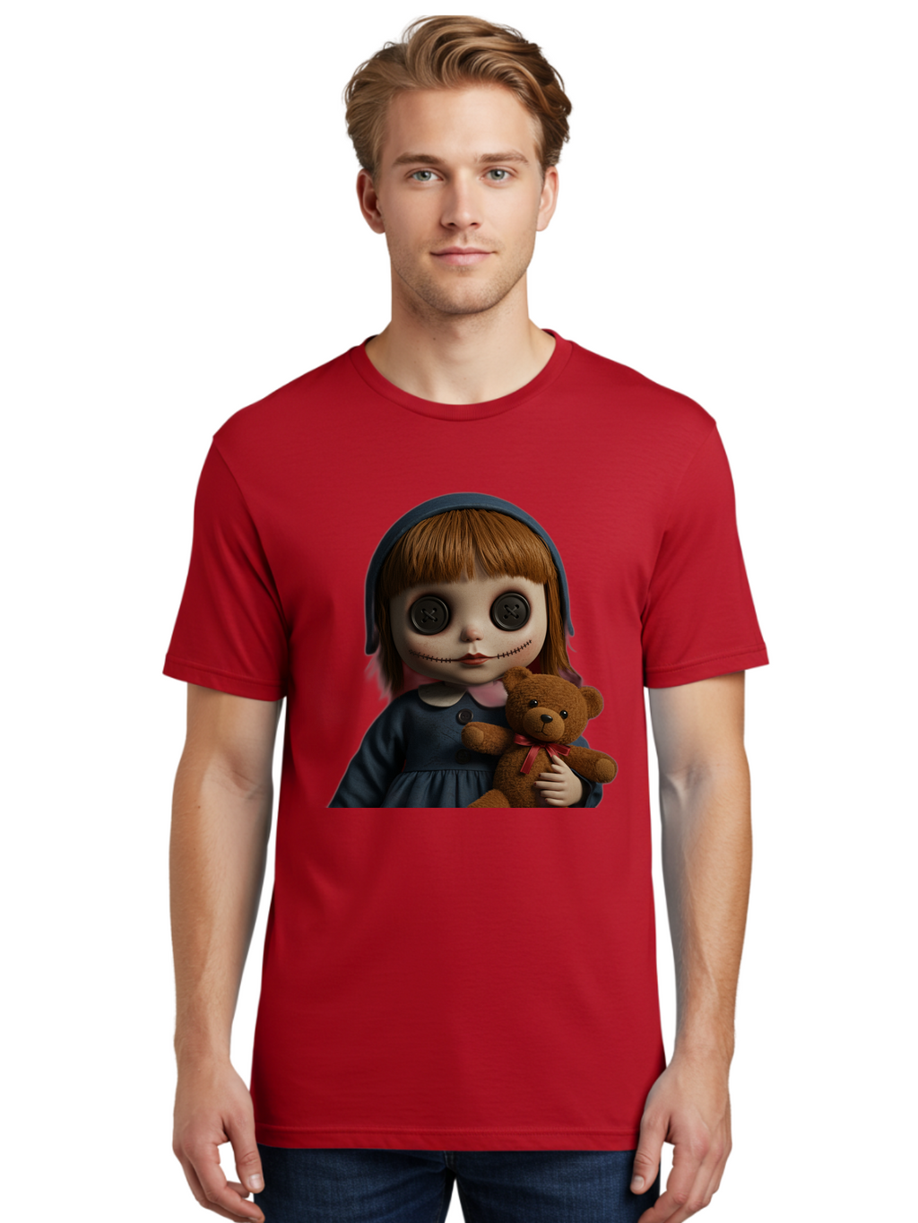 Creepy-Girl-Doll Men'S Graphic Tee, 100% Cotton, Comfortable Casual Summer Wear, Machine Washable, Vintage Camera, Old Camera, Antique Camera, Black Camera, Classic Photography, Photography Equipment, Nostalgic Device, Film Camera, Camera Art Bam133