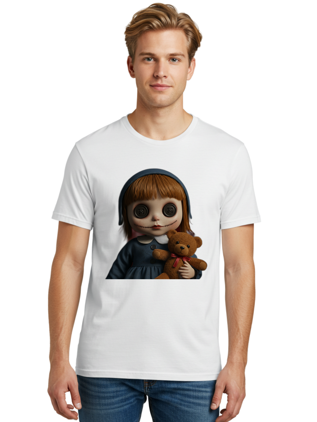 Creepy-Girl-Doll Men'S Graphic Tee, 100% Cotton, Comfortable Casual Summer Wear, Machine Washable, Vintage Camera, Old Camera, Antique Camera, Black Camera, Classic Photography, Photography Equipment, Nostalgic Device, Film Camera, Camera Art Bam133