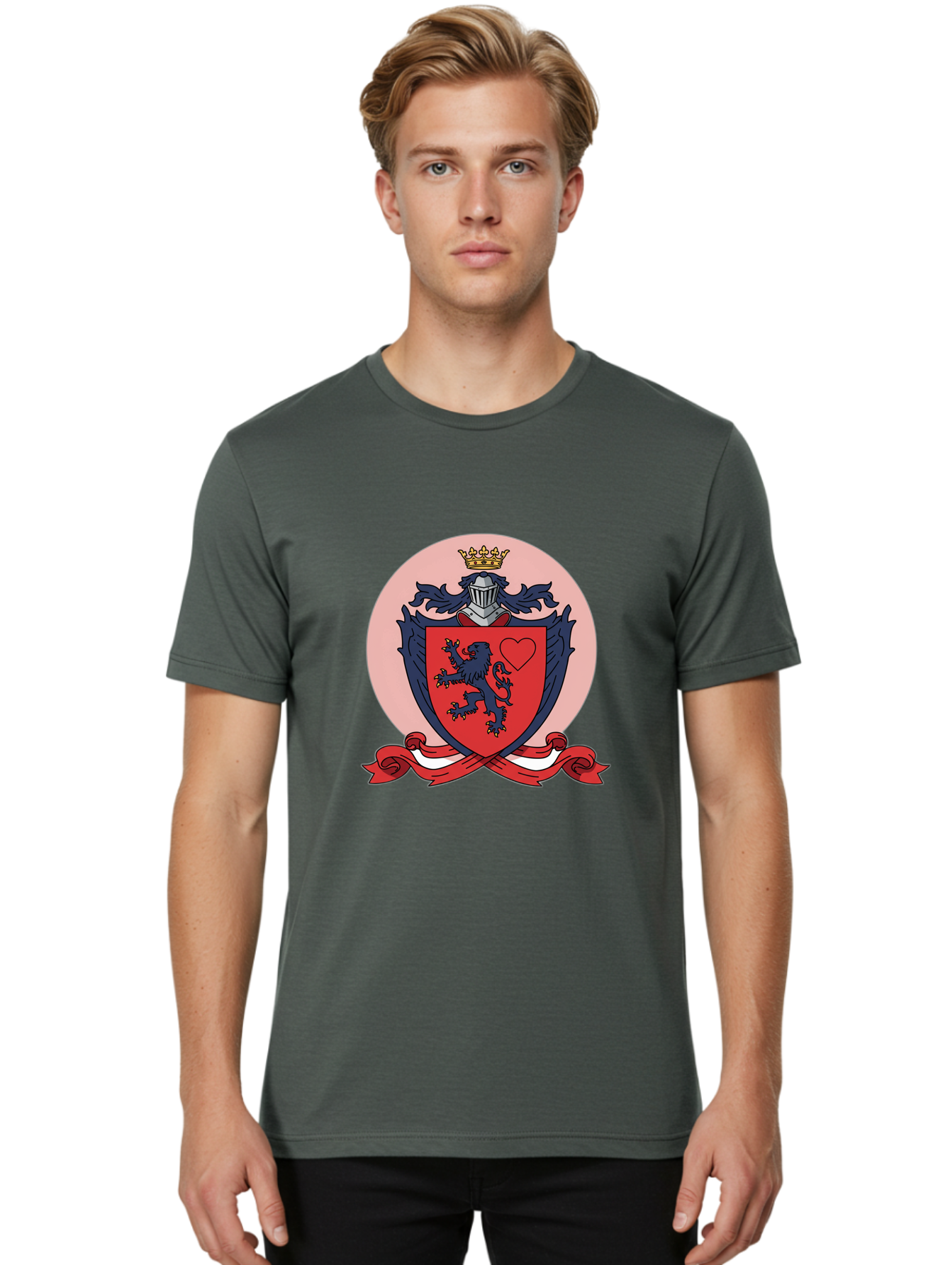 Crest-With-Lion-And-Heart Men'S Graphic Tee, 100% Cotton, Comfortable Casual Summer Wear, Machine Washable, Vintage Camera, Old Camera, Antique Camera, Black Camera, Classic Photography, Photography Equipment, Nostalgic Device, Film Camera, Bam134