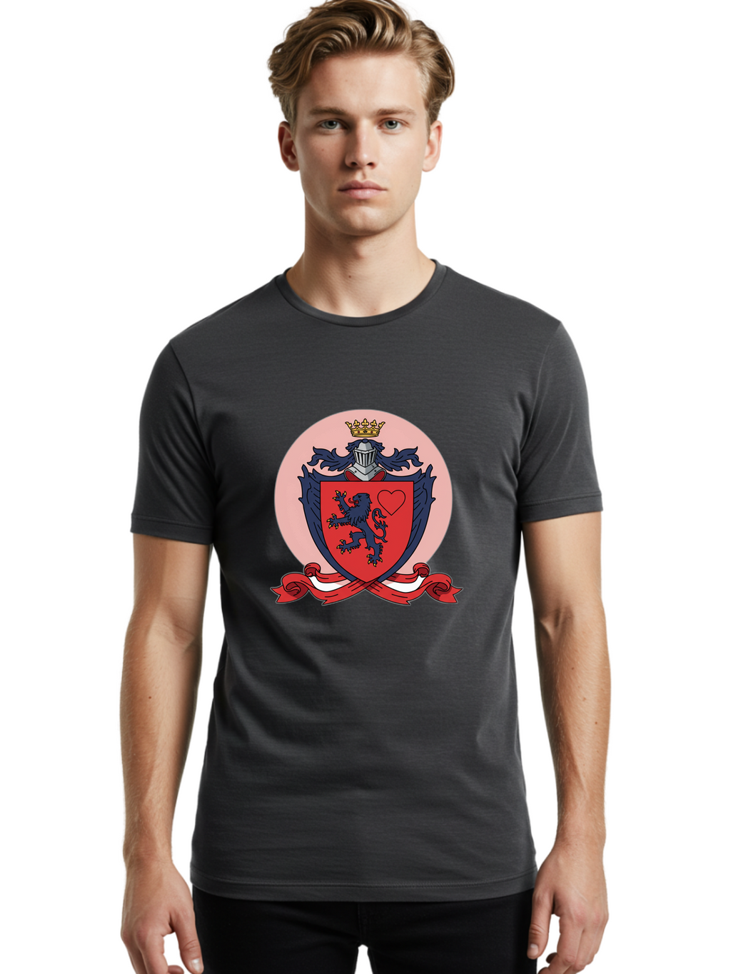Crest-With-Lion-And-Heart Men'S Graphic Tee, 100% Cotton, Comfortable Casual Summer Wear, Machine Washable, Vintage Camera, Old Camera, Antique Camera, Black Camera, Classic Photography, Photography Equipment, Nostalgic Device, Film Camera, Bam134
