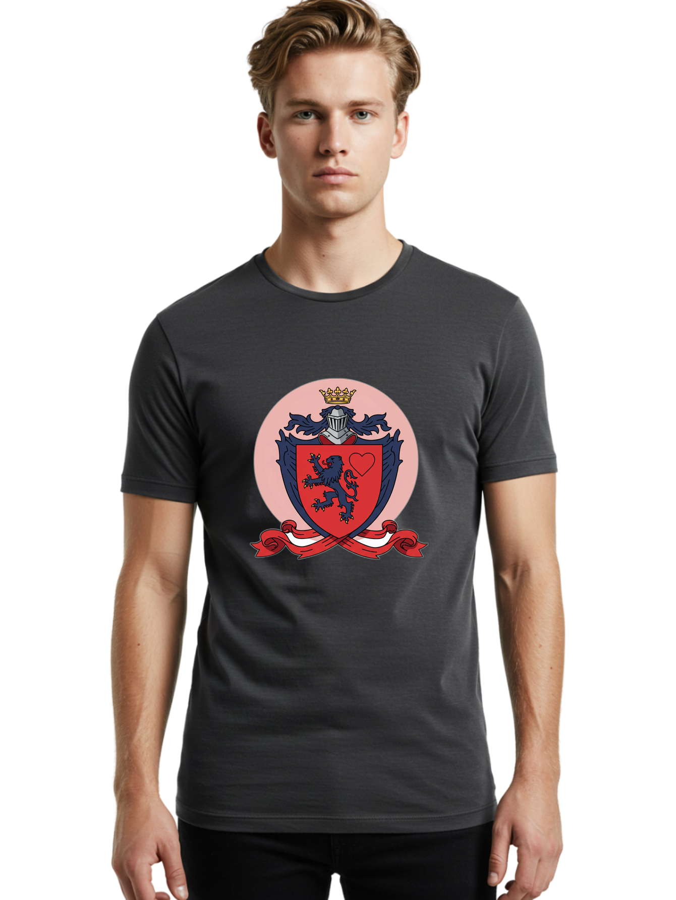 Crest-With-Lion-And-Heart Men'S Graphic Tee, 100% Cotton, Comfortable Casual Summer Wear, Machine Washable, Vintage Camera, Old Camera, Antique Camera, Black Camera, Classic Photography, Photography Equipment, Nostalgic Device, Film Camera, Bam134