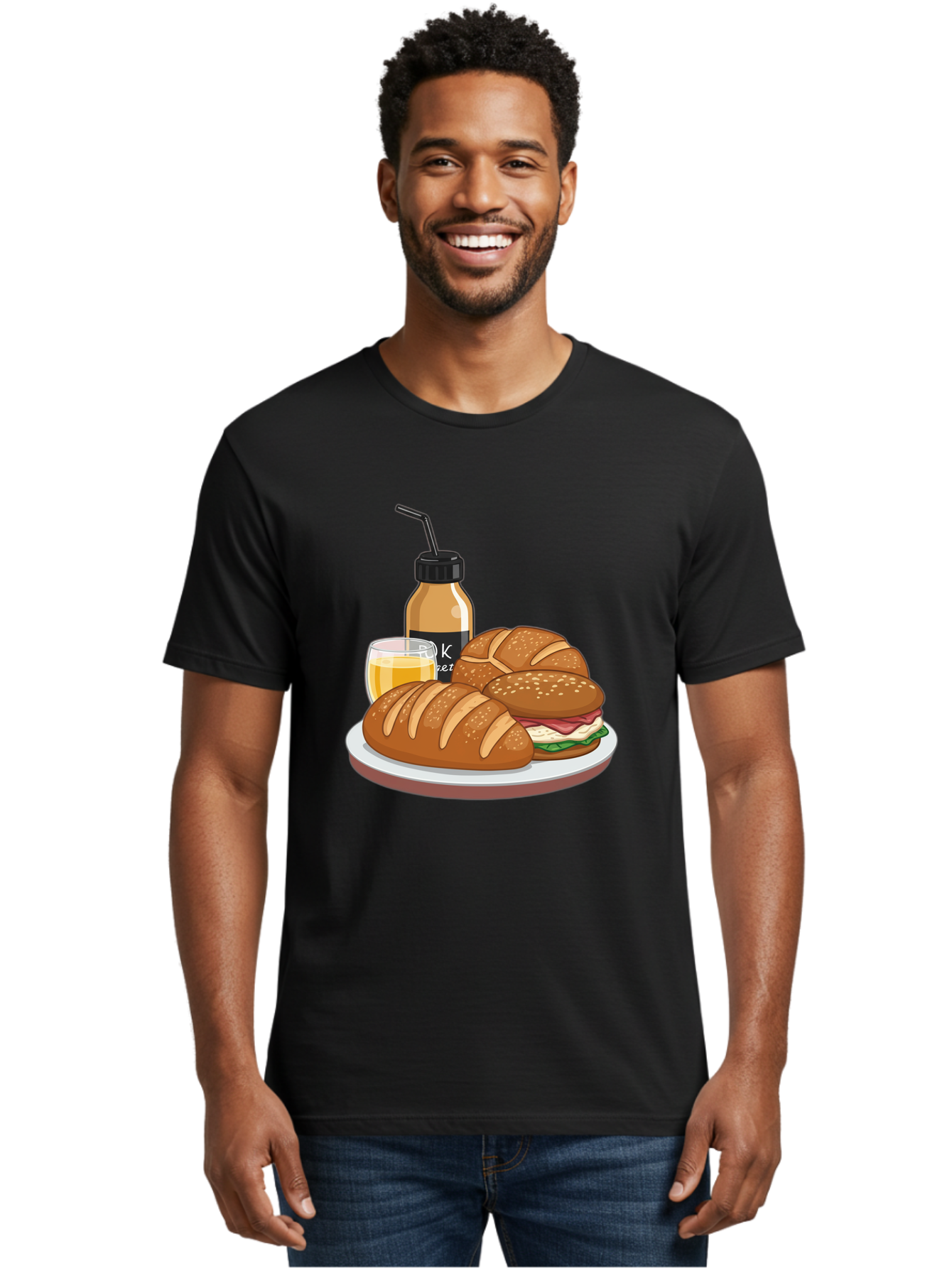 Croissant-Sandwich-And-Keket-Drink Men'S Graphic Tee, 100% Cotton, Comfortable Casual Summer Wear, Machine Washable, Vintage Camera, Old Camera, Antique Camera, Black Camera, Classic Photography, Photography Equipment, Nostalgic Device, Bam135