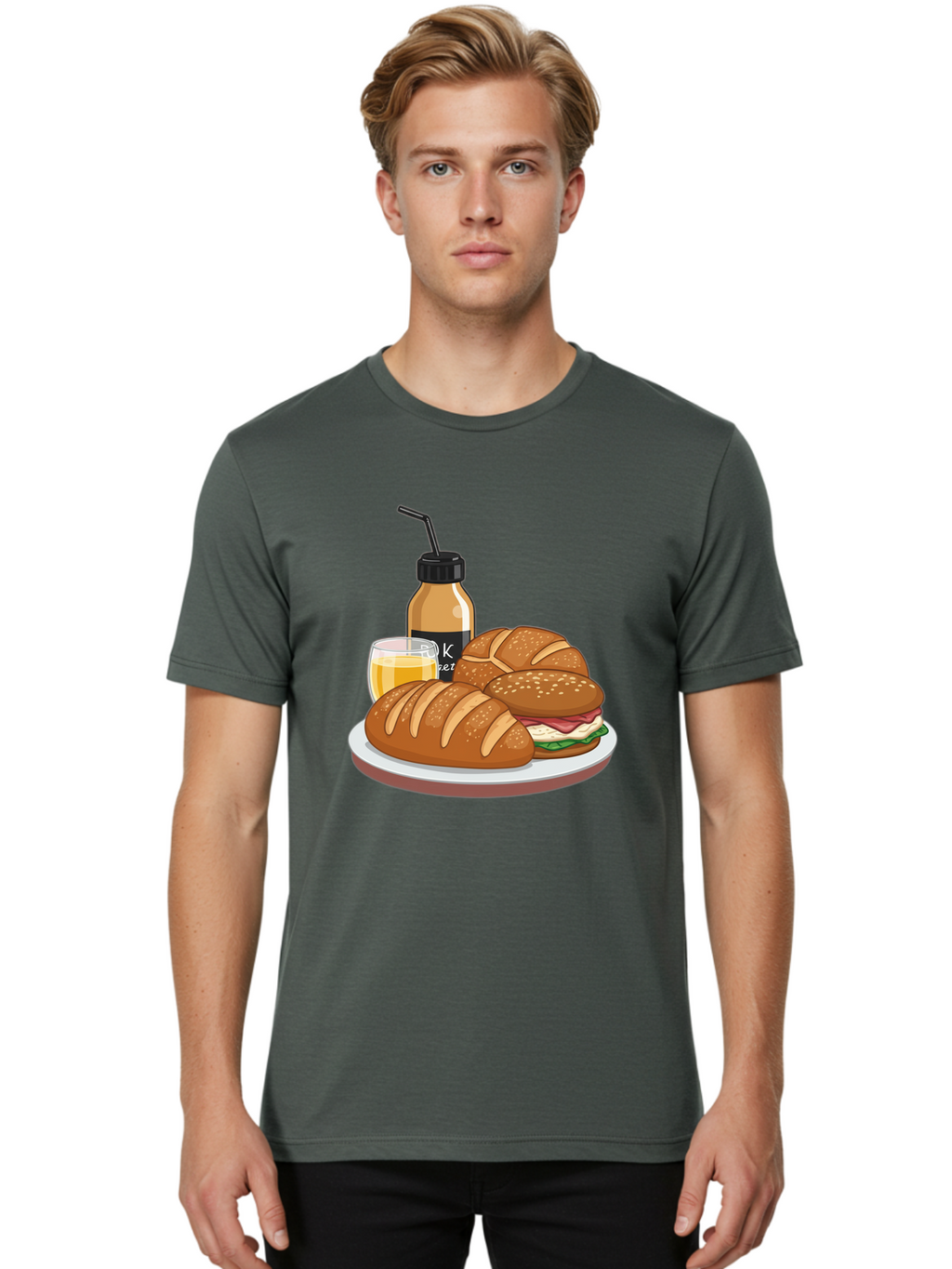Croissant-Sandwich-And-Keket-Drink Men'S Graphic Tee, 100% Cotton, Comfortable Casual Summer Wear, Machine Washable, Vintage Camera, Old Camera, Antique Camera, Black Camera, Classic Photography, Photography Equipment, Nostalgic Device, Bam135