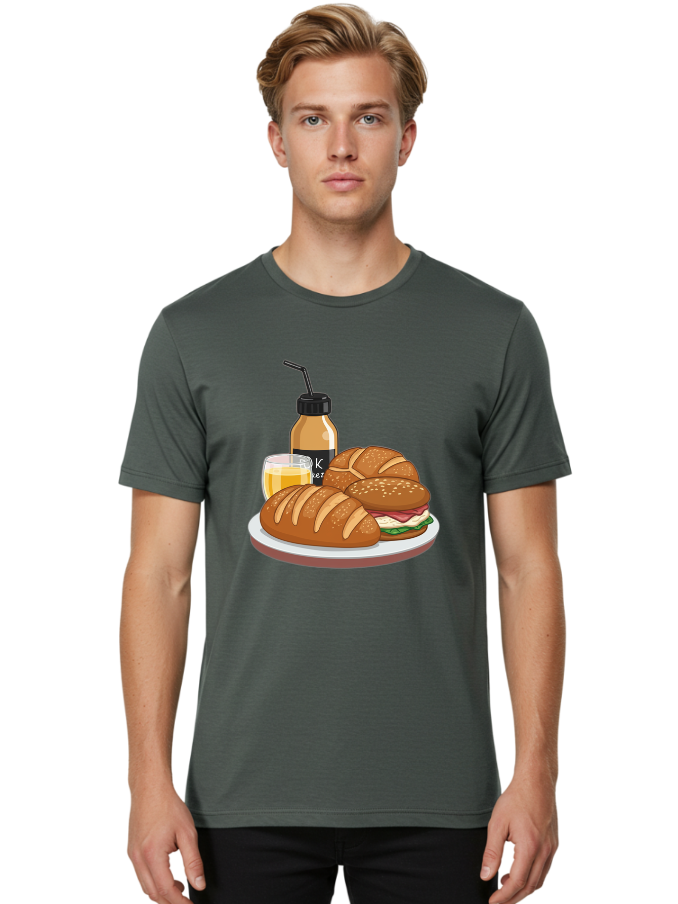 Croissant-Sandwich-And-Keket-Drink Men'S Graphic Tee, 100% Cotton, Comfortable Casual Summer Wear, Machine Washable, Vintage Camera, Old Camera, Antique Camera, Black Camera, Classic Photography, Photography Equipment, Nostalgic Device, Bam135