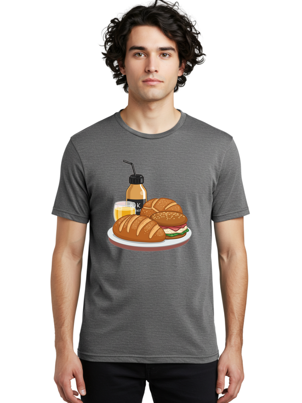 Croissant-Sandwich-And-Keket-Drink Men'S Graphic Tee, 100% Cotton, Comfortable Casual Summer Wear, Machine Washable, Vintage Camera, Old Camera, Antique Camera, Black Camera, Classic Photography, Photography Equipment, Nostalgic Device, Bam135
