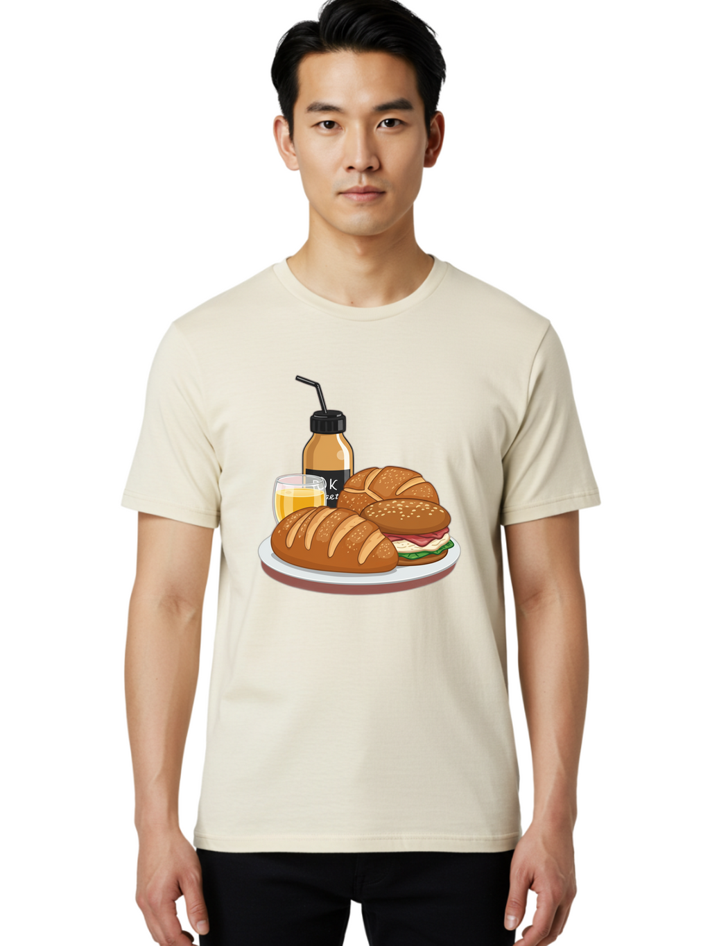 Croissant-Sandwich-And-Keket-Drink Men'S Graphic Tee, 100% Cotton, Comfortable Casual Summer Wear, Machine Washable, Vintage Camera, Old Camera, Antique Camera, Black Camera, Classic Photography, Photography Equipment, Nostalgic Device, Bam135