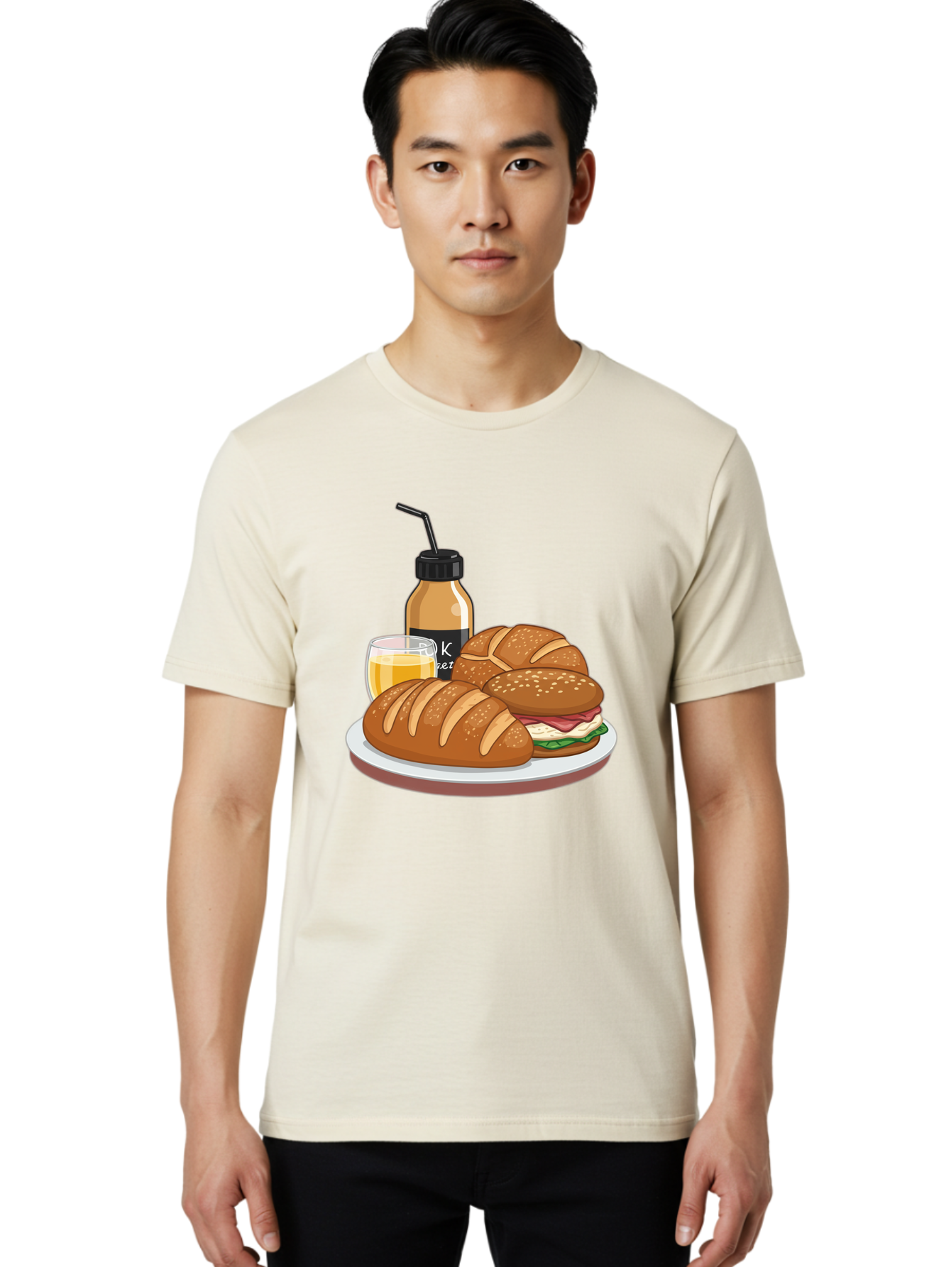 Croissant-Sandwich-And-Keket-Drink Men'S Graphic Tee, 100% Cotton, Comfortable Casual Summer Wear, Machine Washable, Vintage Camera, Old Camera, Antique Camera, Black Camera, Classic Photography, Photography Equipment, Nostalgic Device, Bam135