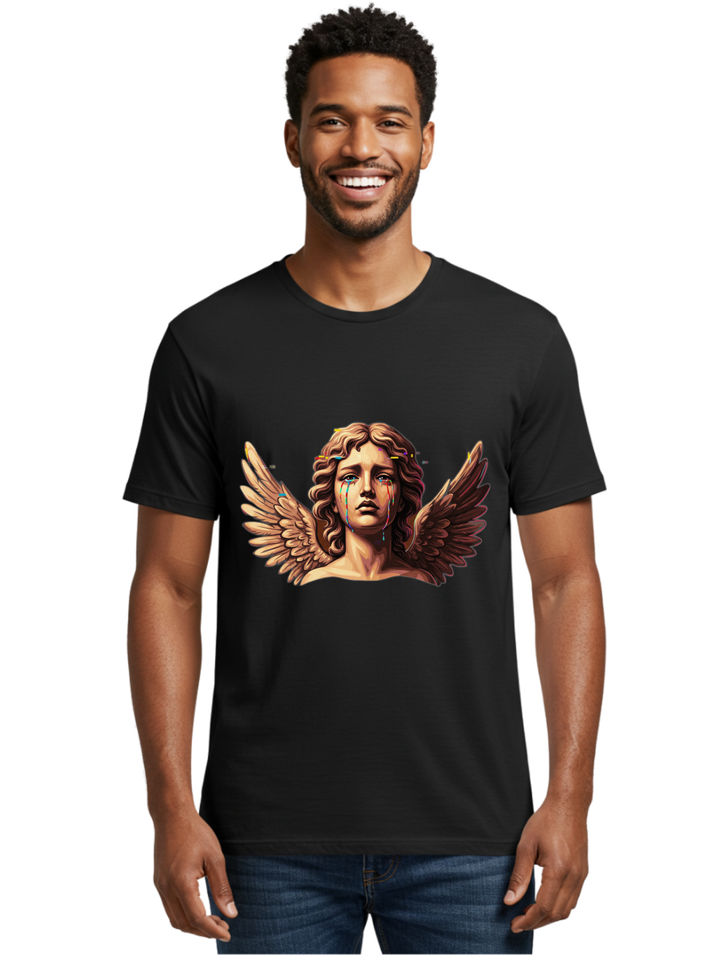 Crying-Angel-Statue-1 Men'S Graphic Tee, 100% Cotton, Comfortable Casual Summer Wear, Machine Washable, Vintage Camera, Old Camera, Antique Camera, Black Camera, Classic Photography, Photography Equipment, Nostalgic Device, Film Camera, Bam139