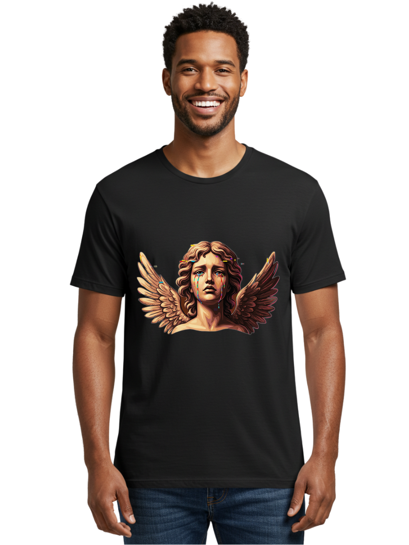 Crying-Angel-Statue-1 Men'S Graphic Tee, 100% Cotton, Comfortable Casual Summer Wear, Machine Washable, Vintage Camera, Old Camera, Antique Camera, Black Camera, Classic Photography, Photography Equipment, Nostalgic Device, Film Camera, Bam139