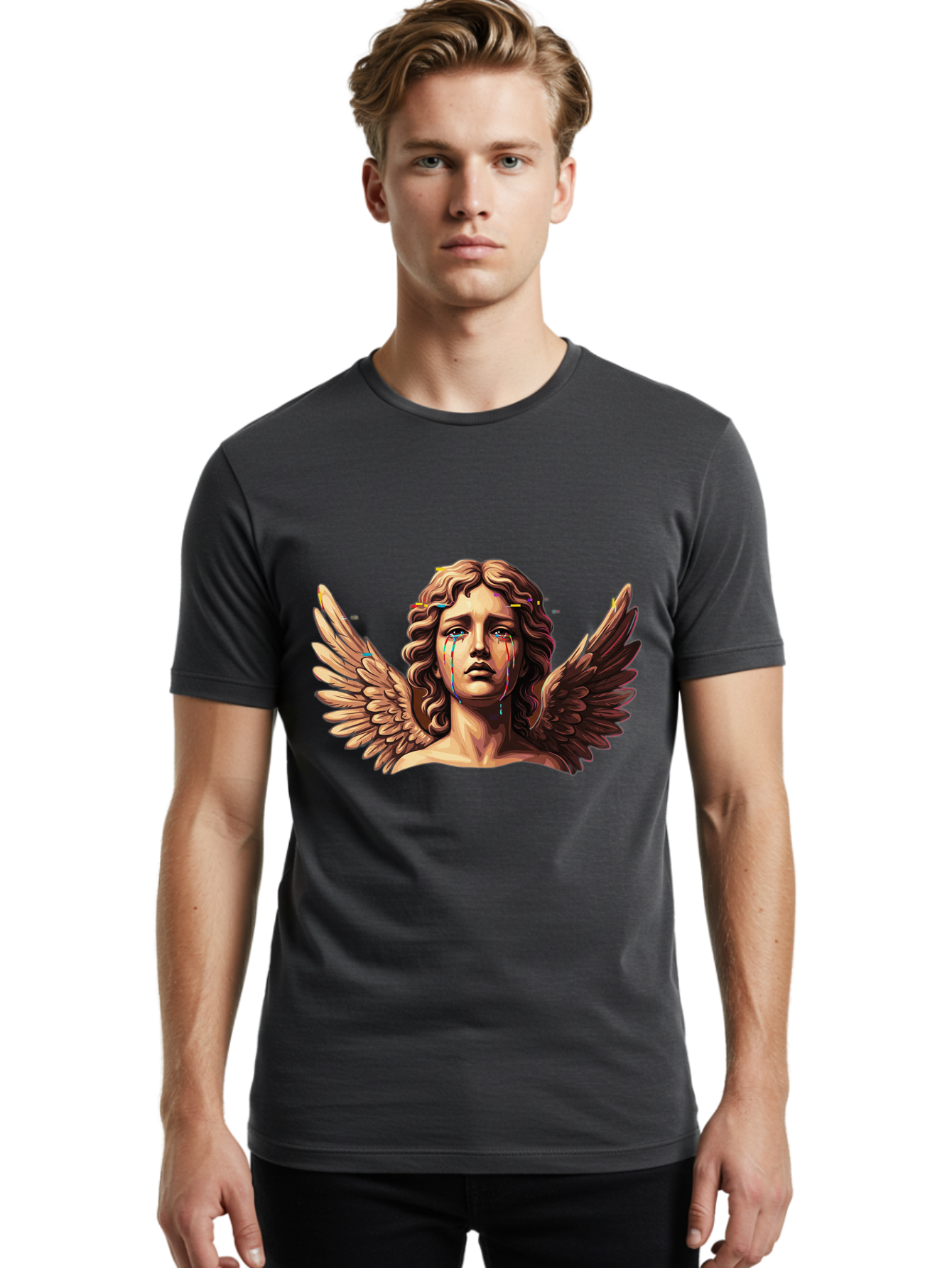Crying-Angel-Statue-1 Men'S Graphic Tee, 100% Cotton, Comfortable Casual Summer Wear, Machine Washable, Vintage Camera, Old Camera, Antique Camera, Black Camera, Classic Photography, Photography Equipment, Nostalgic Device, Film Camera, Bam139