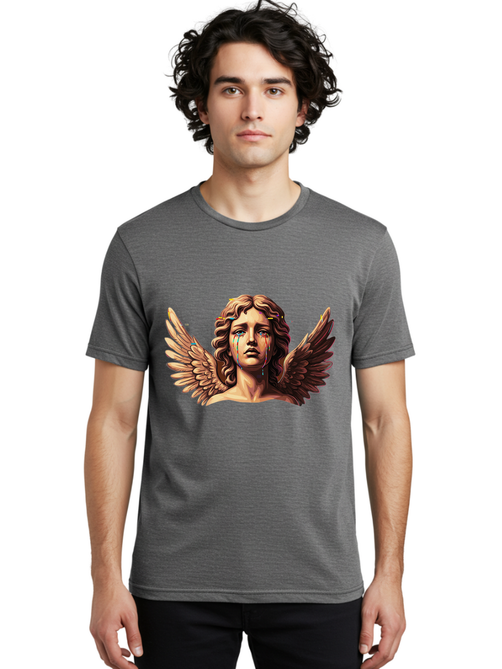 Crying-Angel-Statue-1 Men'S Graphic Tee, 100% Cotton, Comfortable Casual Summer Wear, Machine Washable, Vintage Camera, Old Camera, Antique Camera, Black Camera, Classic Photography, Photography Equipment, Nostalgic Device, Film Camera, Bam139