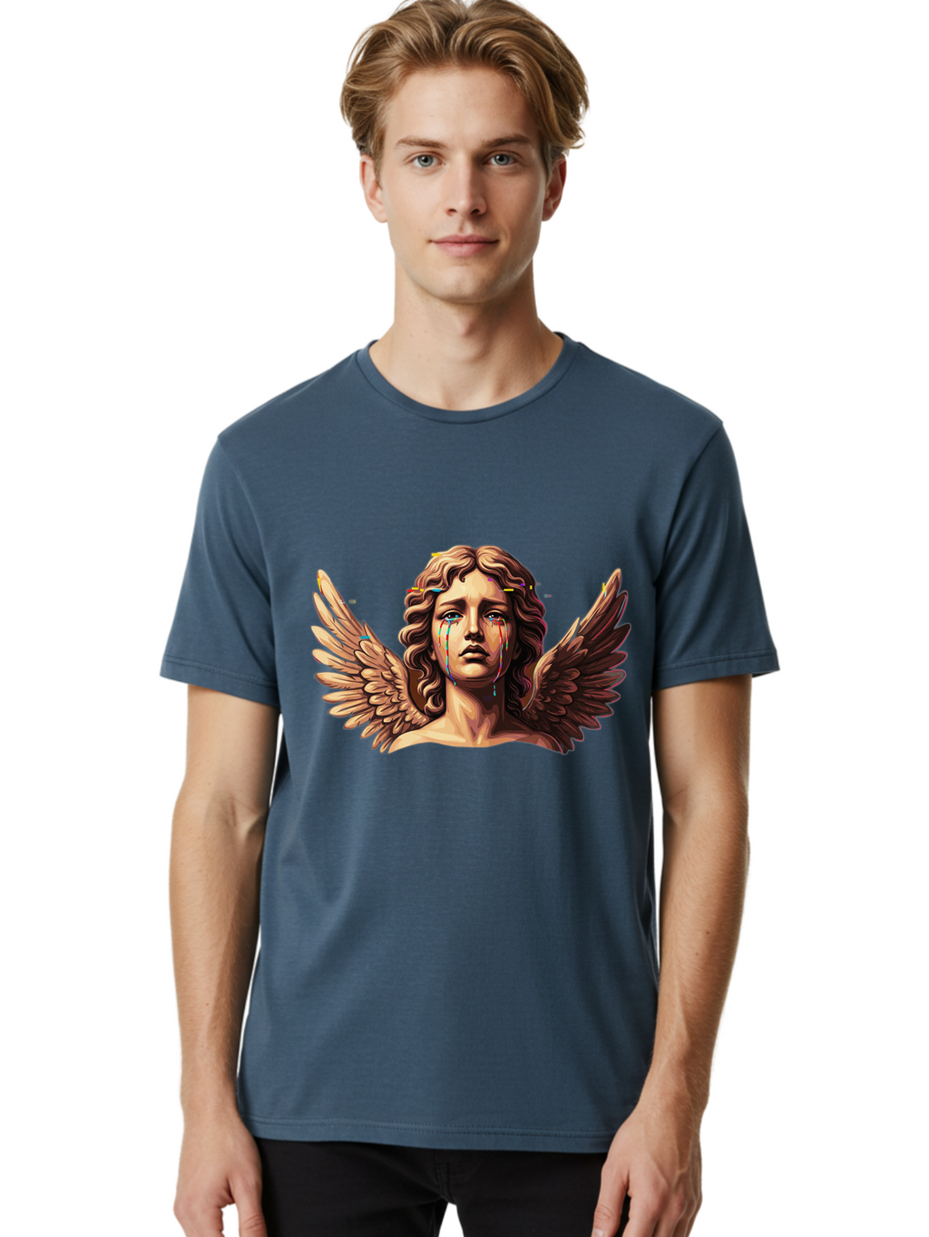 Crying-Angel-Statue-1 Men'S Graphic Tee, 100% Cotton, Comfortable Casual Summer Wear, Machine Washable, Vintage Camera, Old Camera, Antique Camera, Black Camera, Classic Photography, Photography Equipment, Nostalgic Device, Film Camera, Bam139