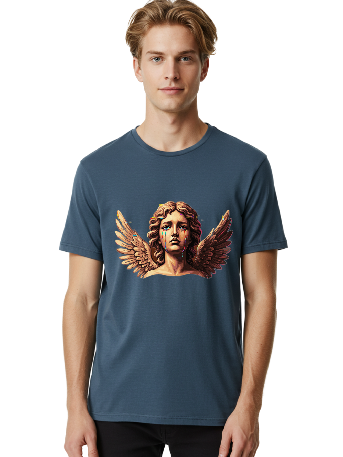 Crying-Angel-Statue-1 Men'S Graphic Tee, 100% Cotton, Comfortable Casual Summer Wear, Machine Washable, Vintage Camera, Old Camera, Antique Camera, Black Camera, Classic Photography, Photography Equipment, Nostalgic Device, Film Camera, Bam139