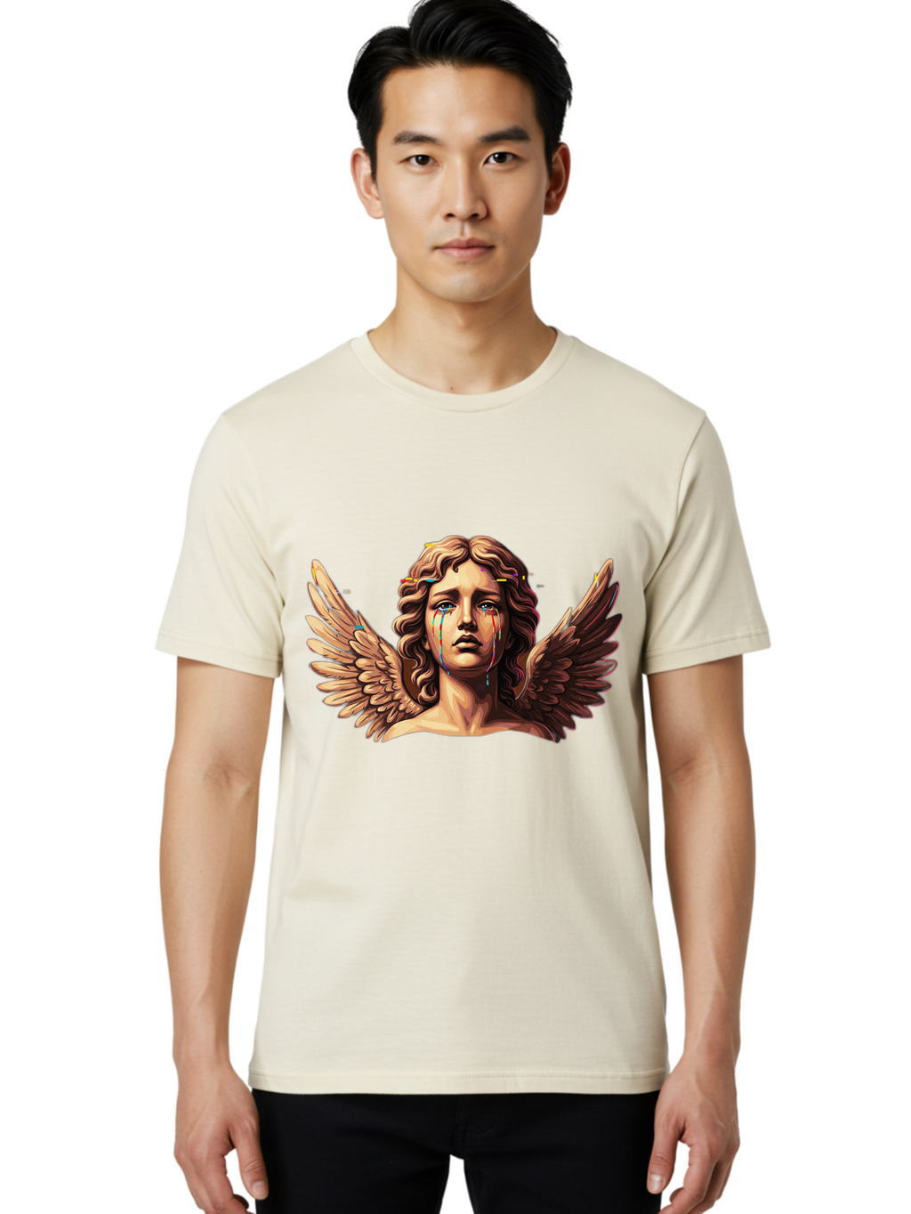 Crying-Angel-Statue-1 Men'S Graphic Tee, 100% Cotton, Comfortable Casual Summer Wear, Machine Washable, Vintage Camera, Old Camera, Antique Camera, Black Camera, Classic Photography, Photography Equipment, Nostalgic Device, Film Camera, Bam139