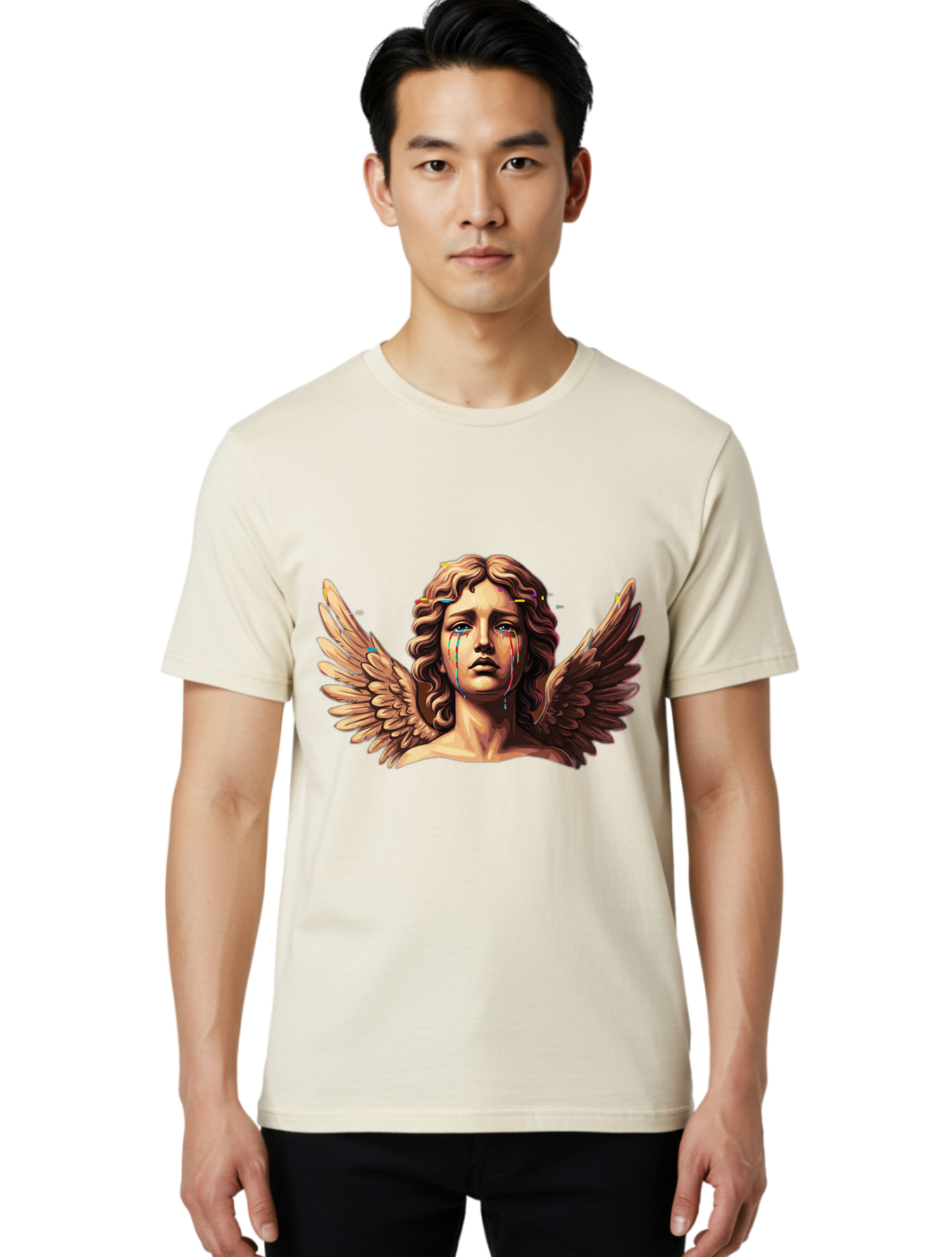 Crying-Angel-Statue-1 Men'S Graphic Tee, 100% Cotton, Comfortable Casual Summer Wear, Machine Washable, Vintage Camera, Old Camera, Antique Camera, Black Camera, Classic Photography, Photography Equipment, Nostalgic Device, Film Camera, Bam139