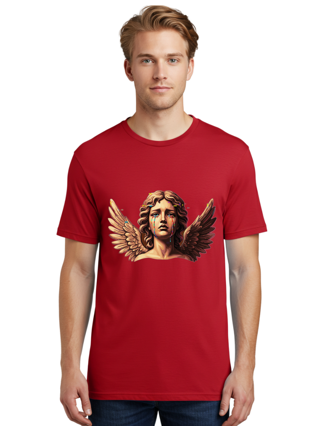 Crying-Angel-Statue-1 Men'S Graphic Tee, 100% Cotton, Comfortable Casual Summer Wear, Machine Washable, Vintage Camera, Old Camera, Antique Camera, Black Camera, Classic Photography, Photography Equipment, Nostalgic Device, Film Camera, Bam139