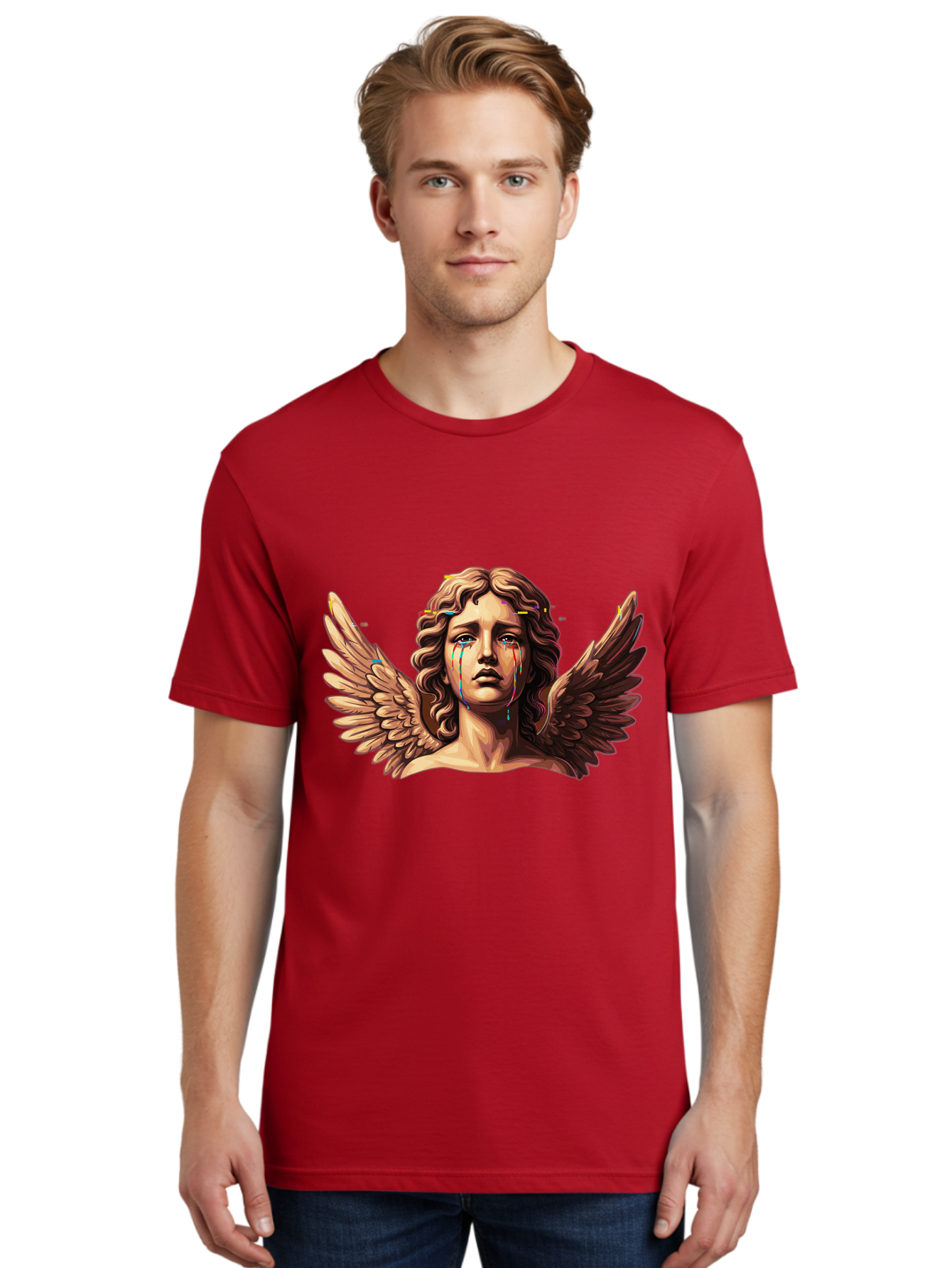 Crying-Angel-Statue-1 Men'S Graphic Tee, 100% Cotton, Comfortable Casual Summer Wear, Machine Washable, Vintage Camera, Old Camera, Antique Camera, Black Camera, Classic Photography, Photography Equipment, Nostalgic Device, Film Camera, Bam139