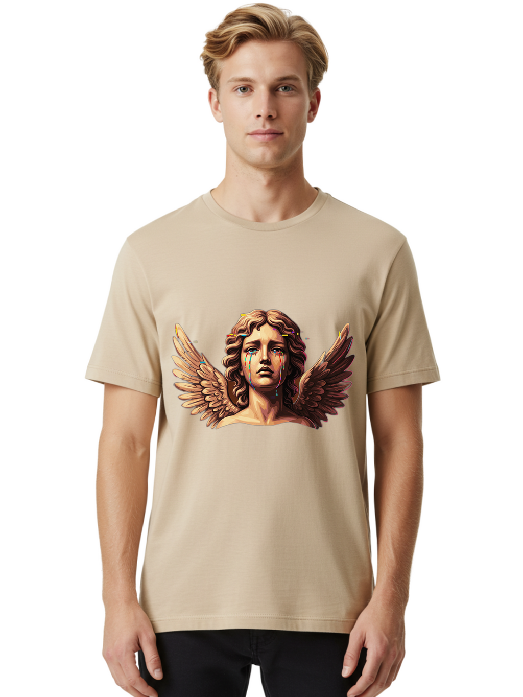 Crying-Angel-Statue-1 Men'S Graphic Tee, 100% Cotton, Comfortable Casual Summer Wear, Machine Washable, Vintage Camera, Old Camera, Antique Camera, Black Camera, Classic Photography, Photography Equipment, Nostalgic Device, Film Camera, Bam139